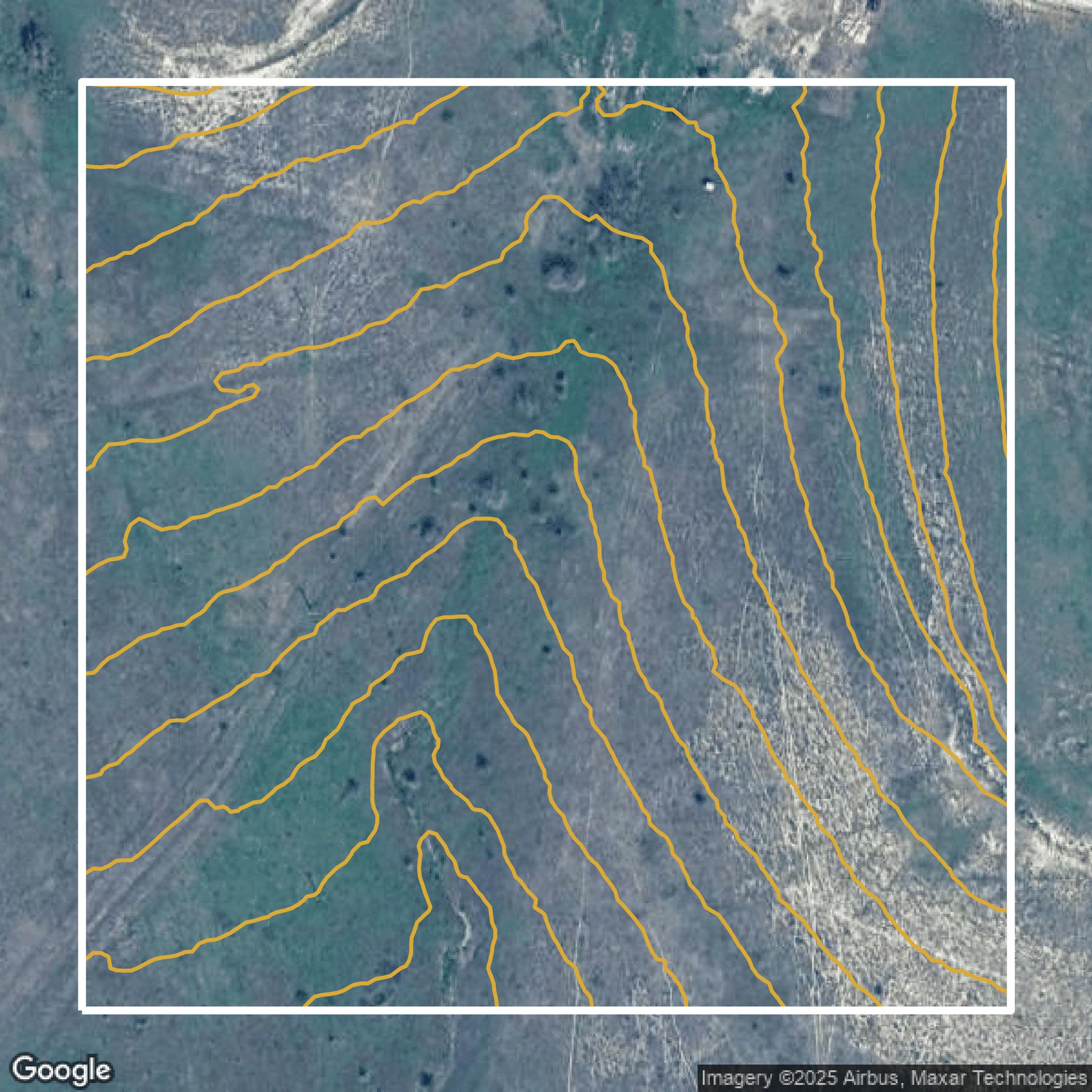 This image shows a contour map in Tarrant County created using GIS data in Equator.