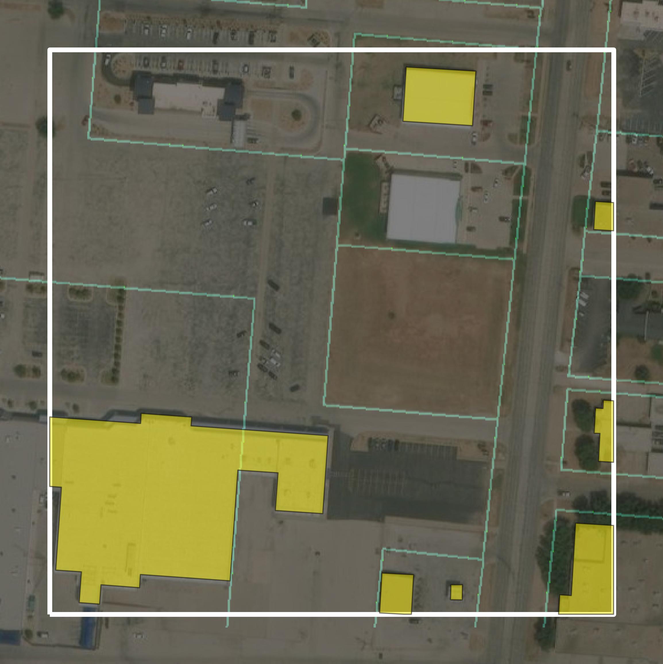 This image shows parcel and building data in Taylor County created using GIS data in Equator.