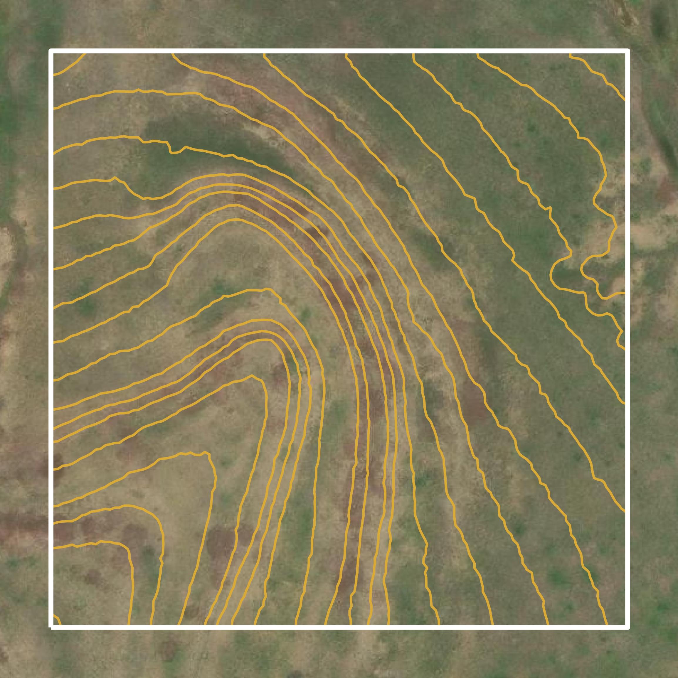 This image shows a contour map in Throckmorton County created using GIS data in Equator.