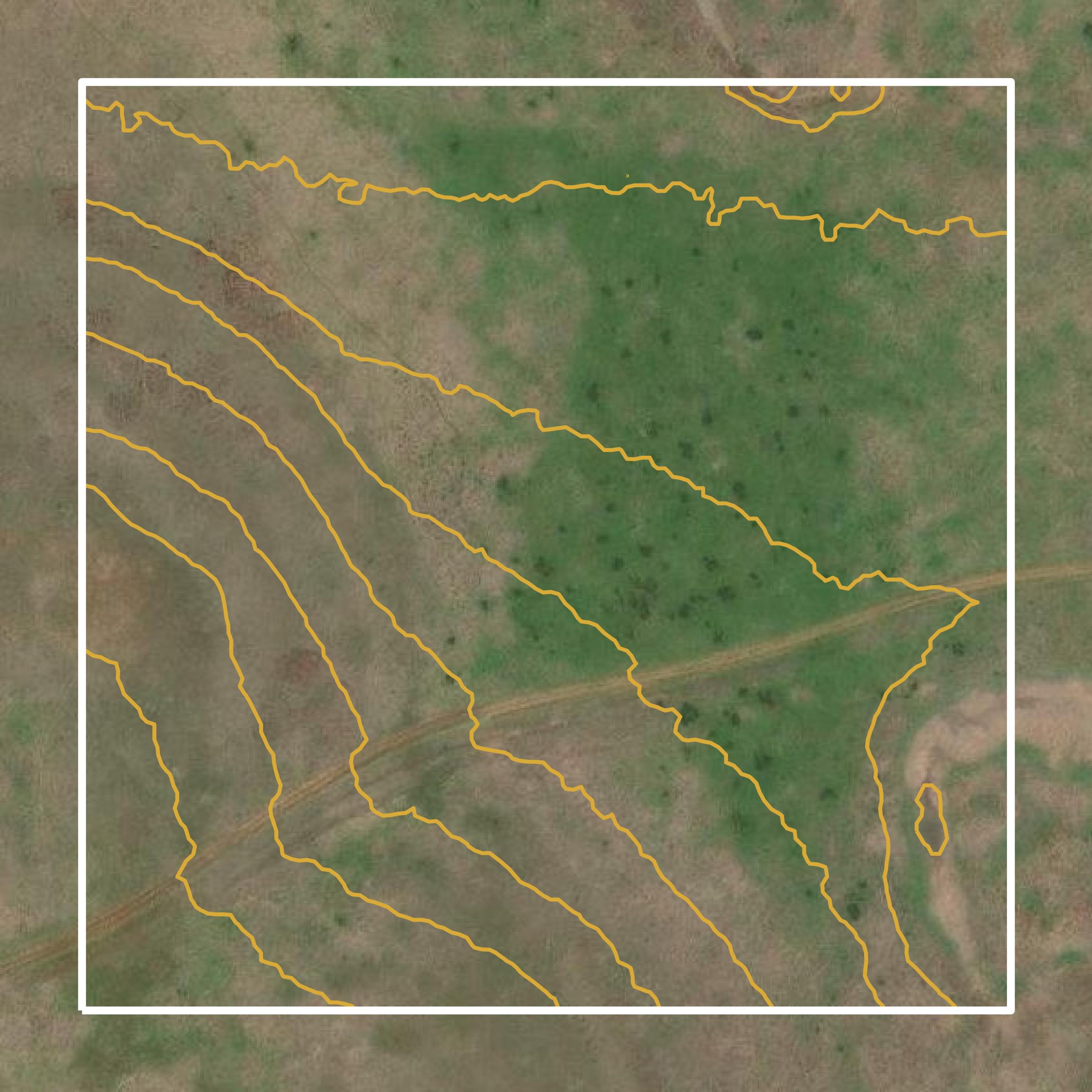 This image shows a contour map in Throckmorton County created using GIS data in Equator.