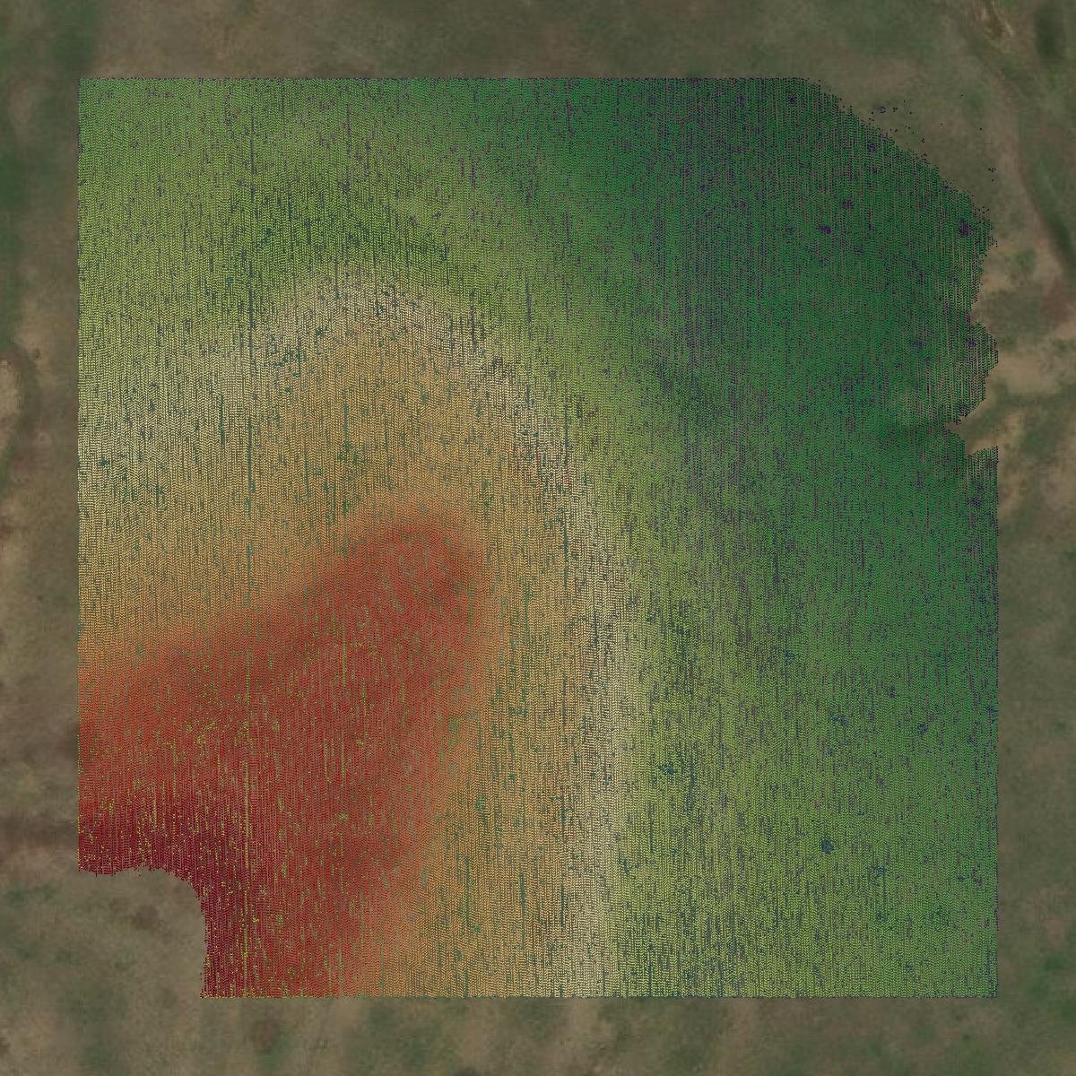 This image shows a LiDAR point cloud in Throckmorton County created using GIS data in Equator.