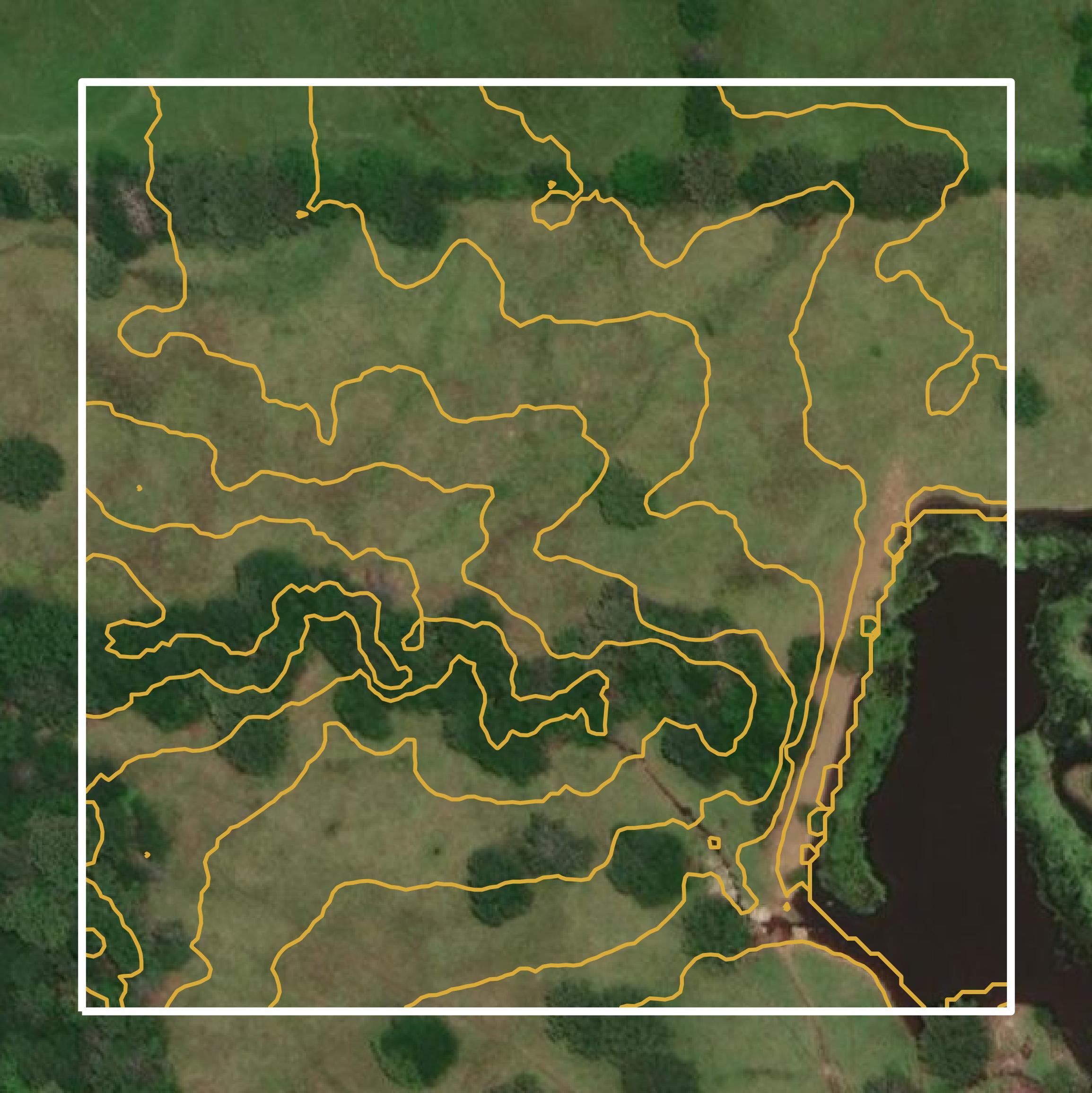 This image shows a contour map in Titus County created using GIS data in Equator.