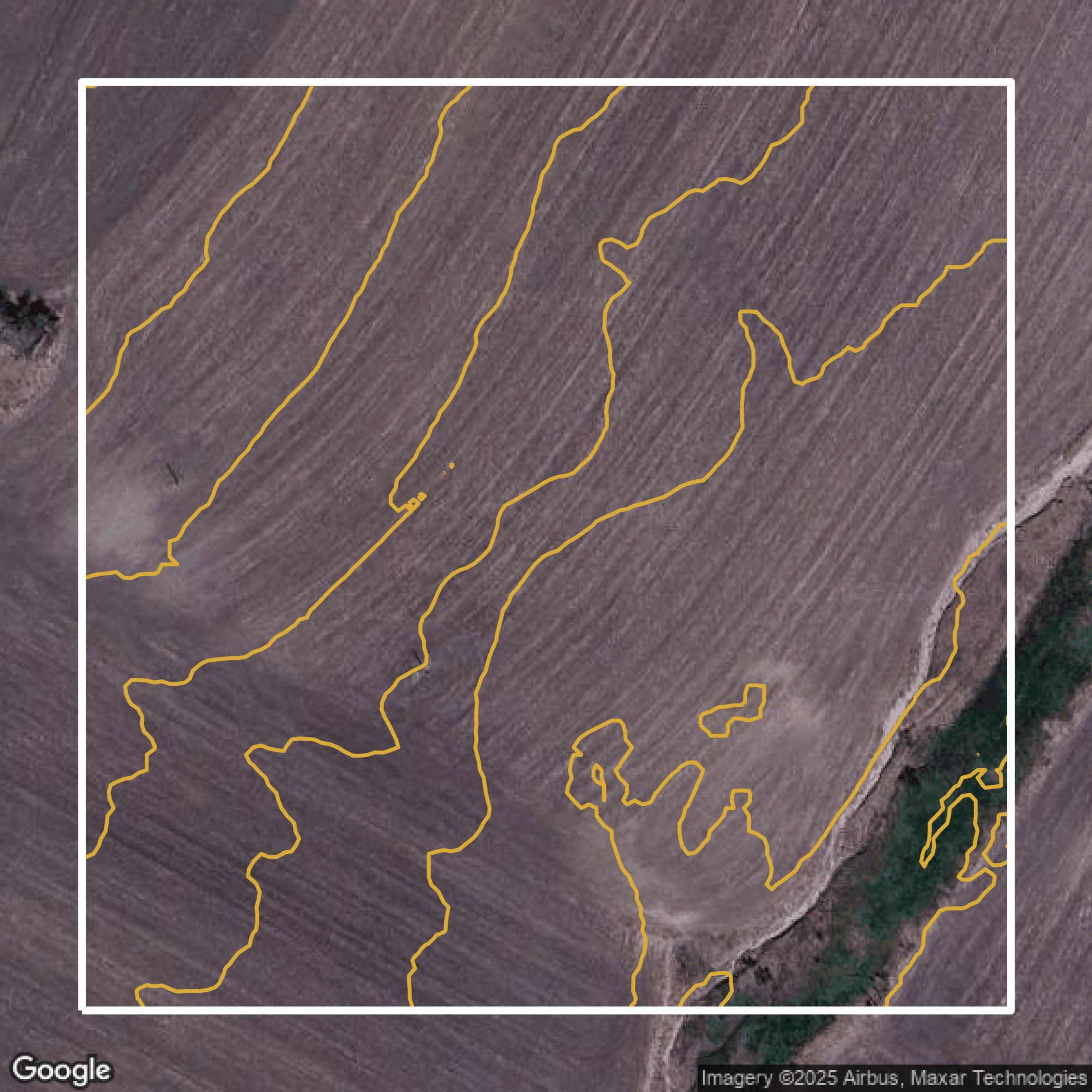 This image shows a contour map in Travis County created using GIS data in Equator.