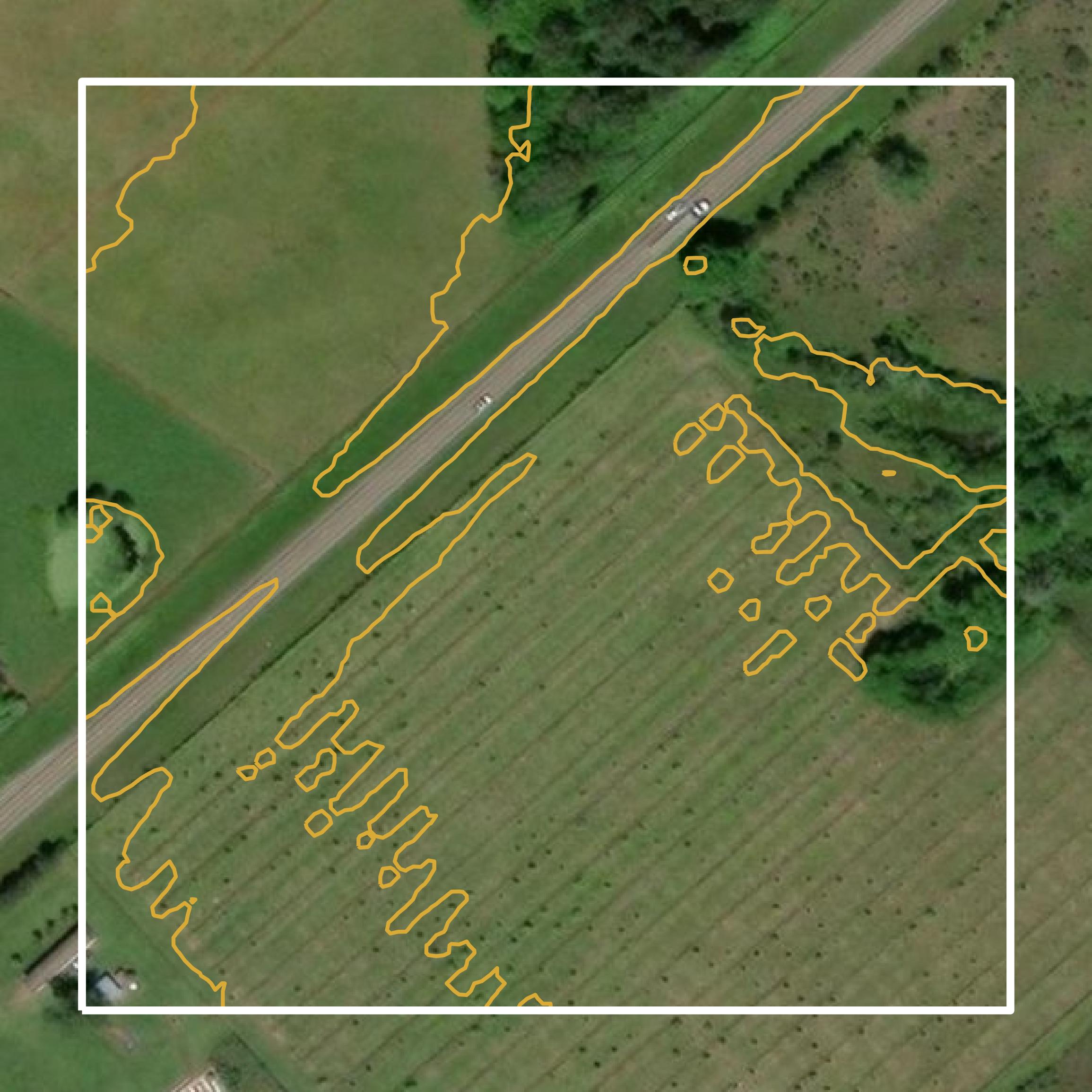 This image shows a contour map in Trinity County created using GIS data in Equator.