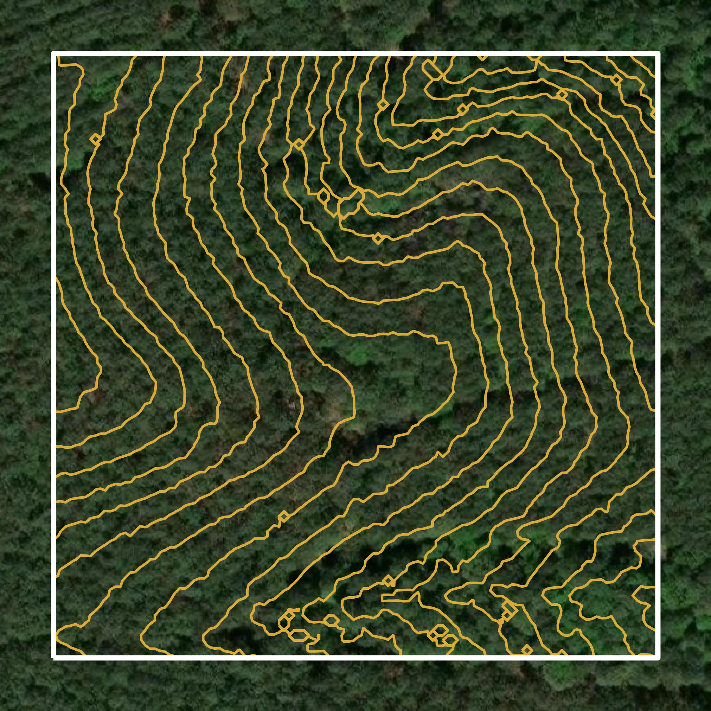 This image shows a contour map in Trinity County created using GIS data in Equator.