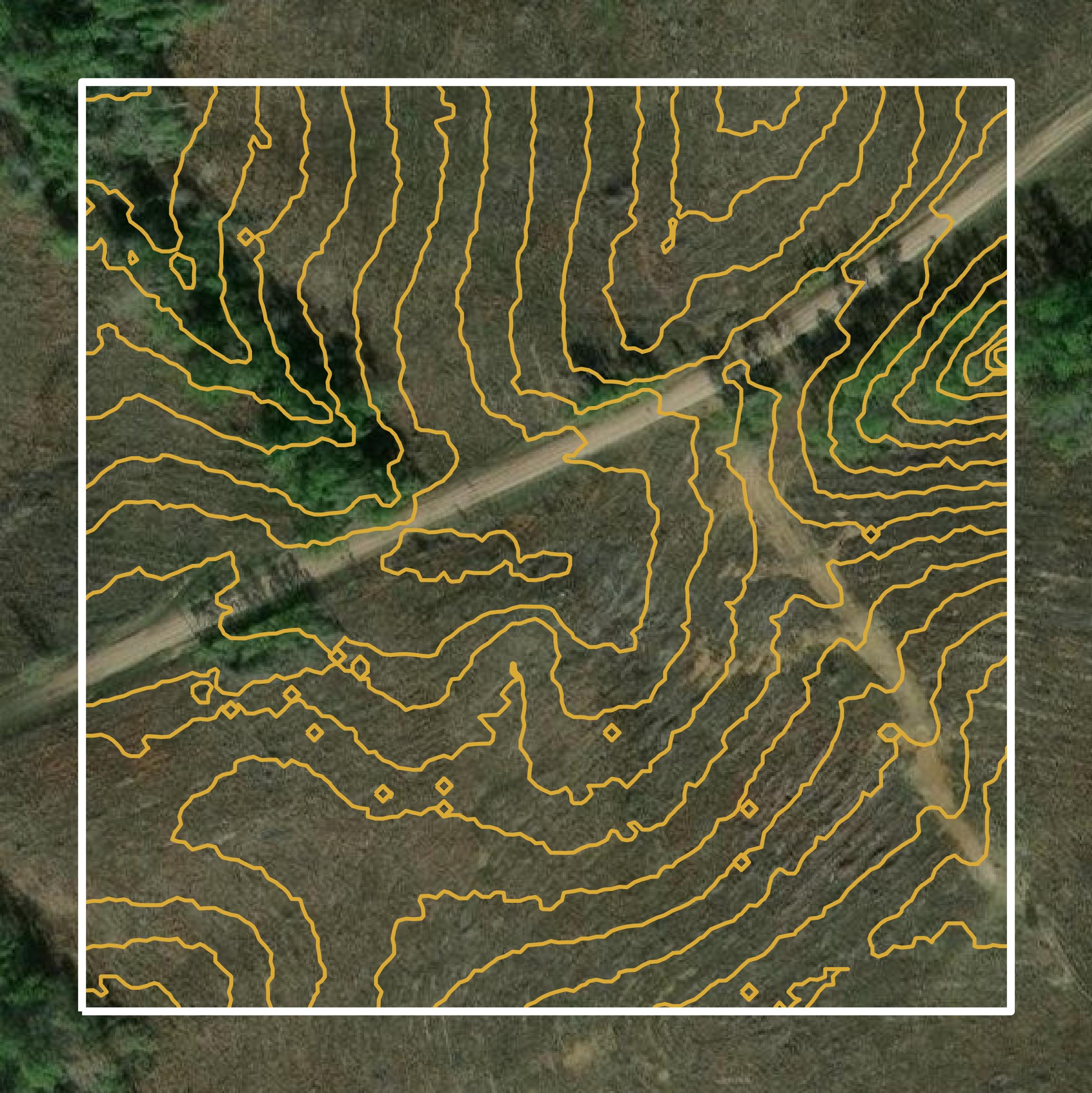 This image shows a contour map in Tyler County created using GIS data in Equator.