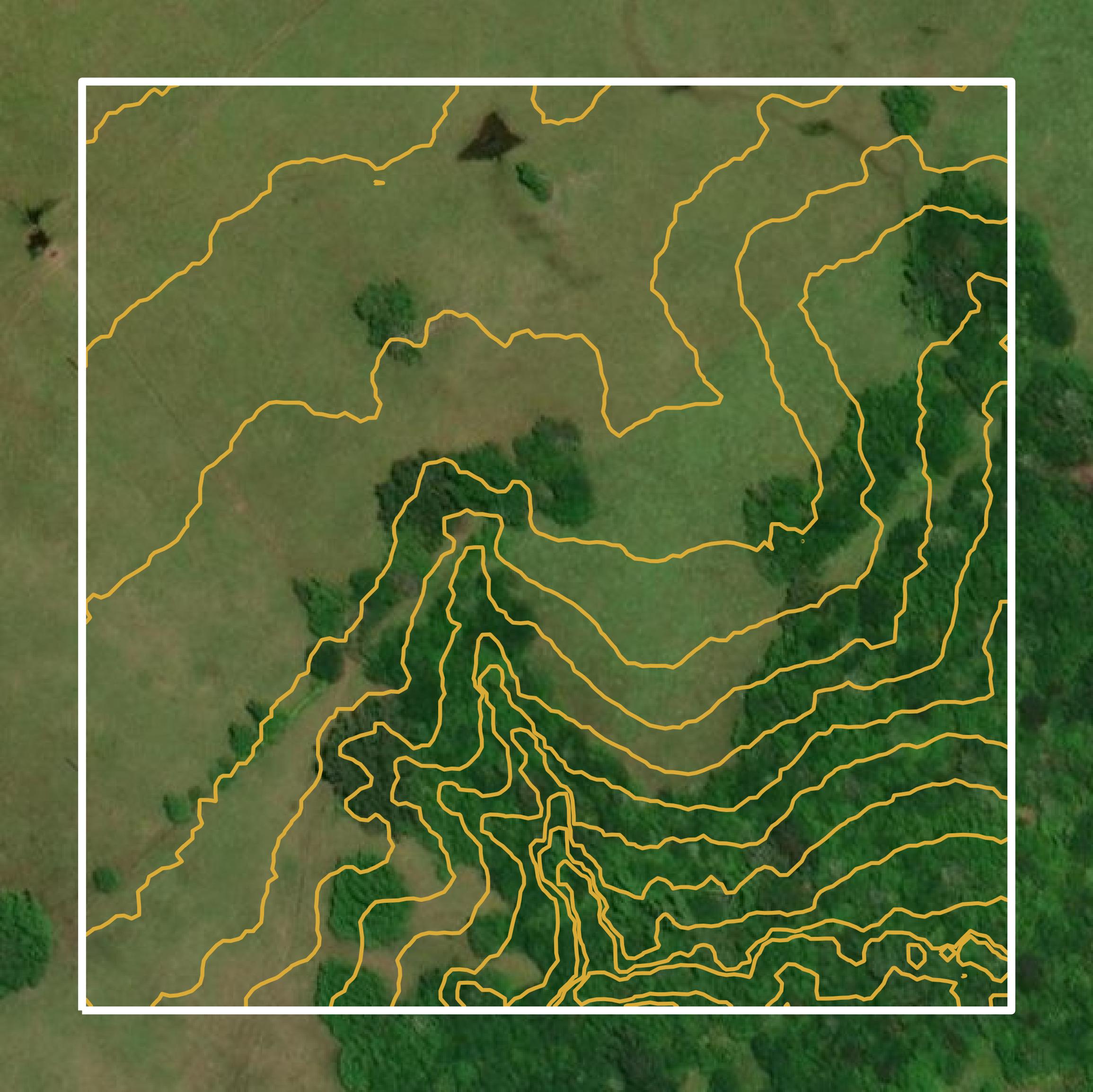 This image shows a contour map in Upshur County created using GIS data in Equator.