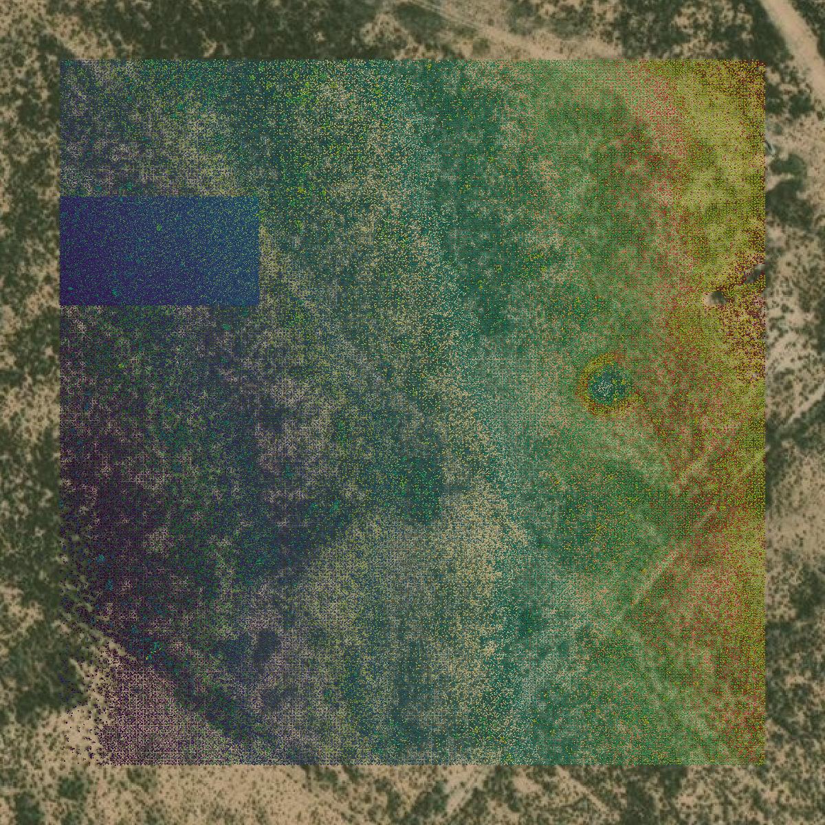 This image shows a LiDAR point cloud in Upton County created using GIS data in Equator.