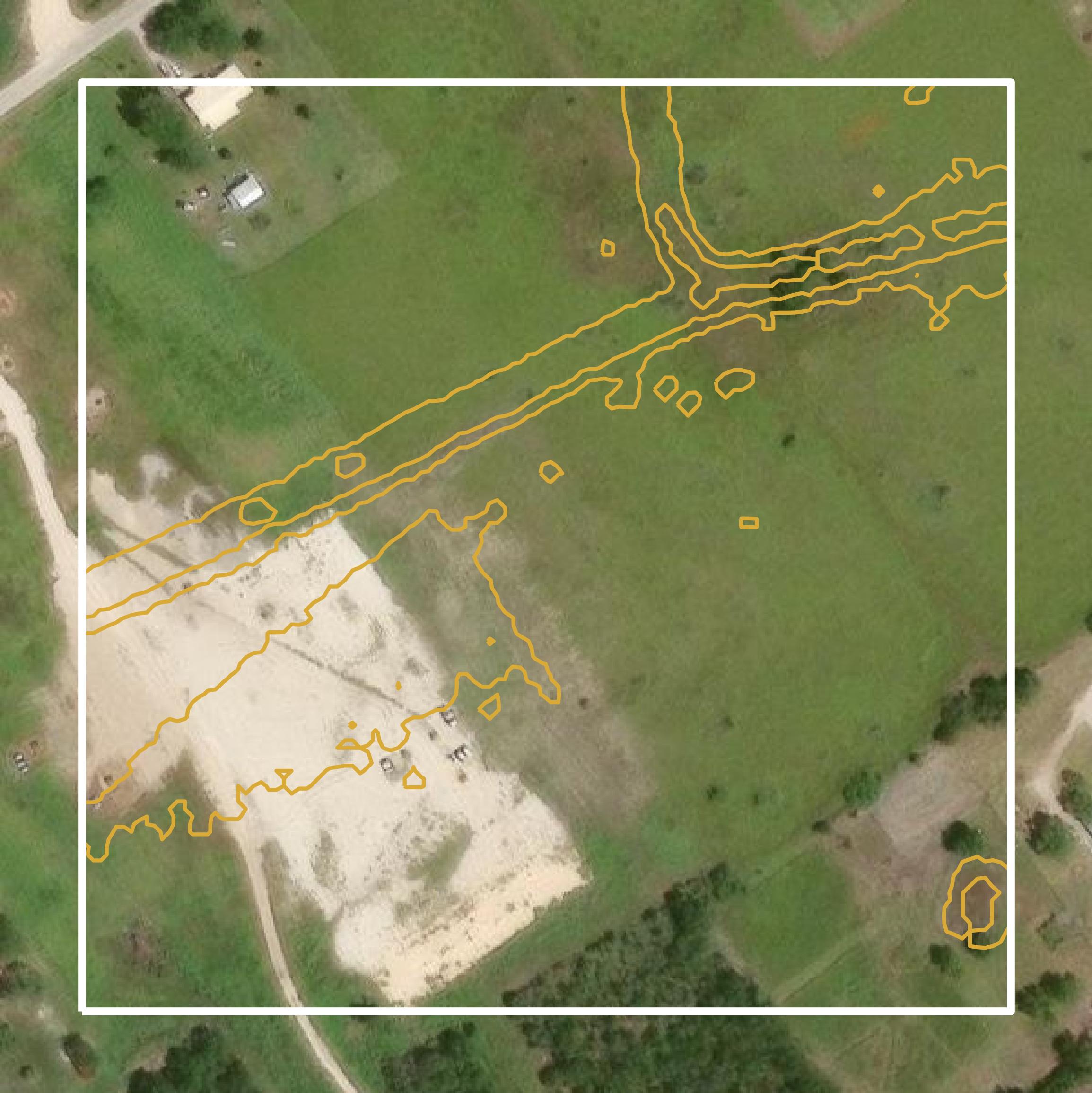 This image shows a contour map in Victoria County created using GIS data in Equator.
