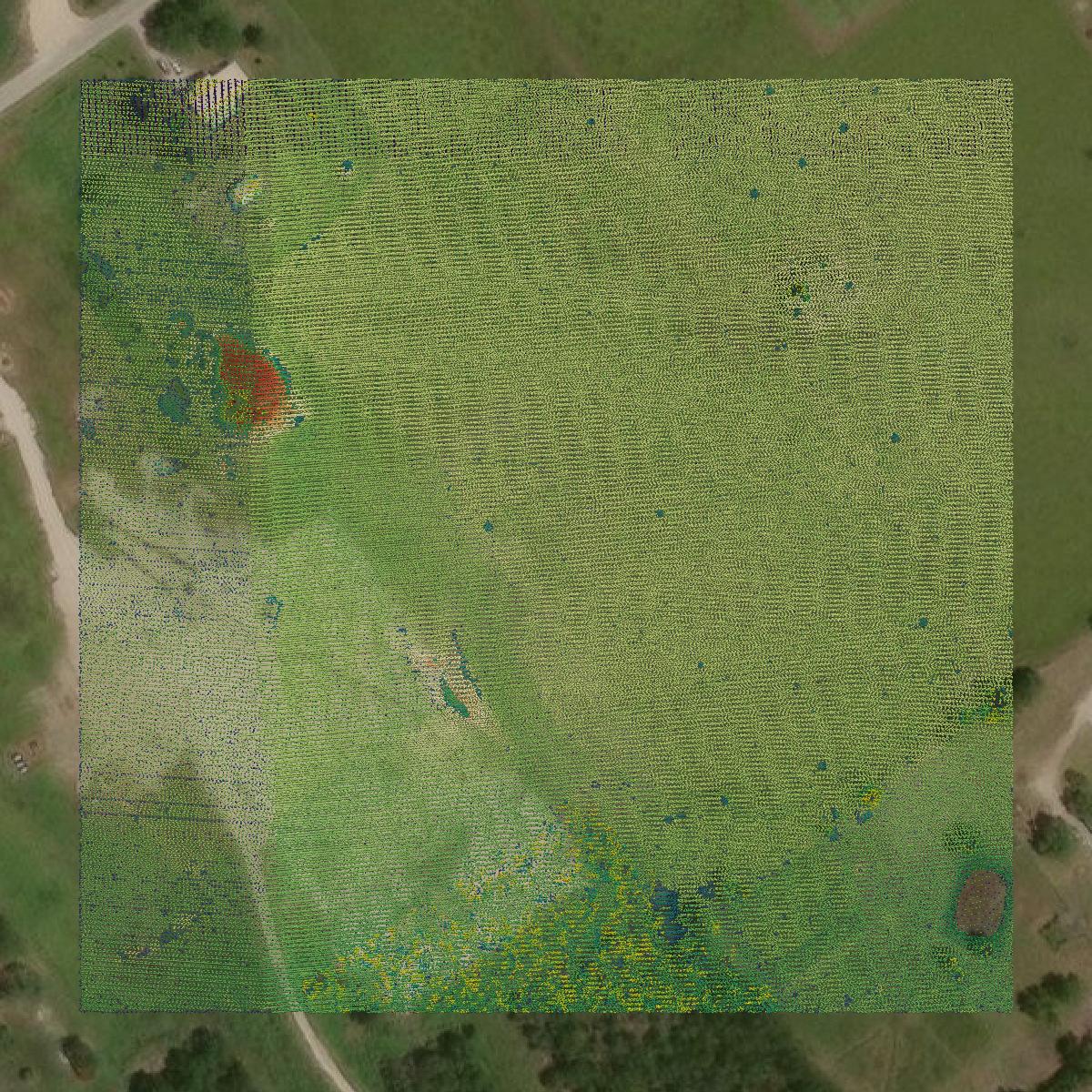 This image shows a LiDAR point cloud in Victoria County created using GIS data in Equator.