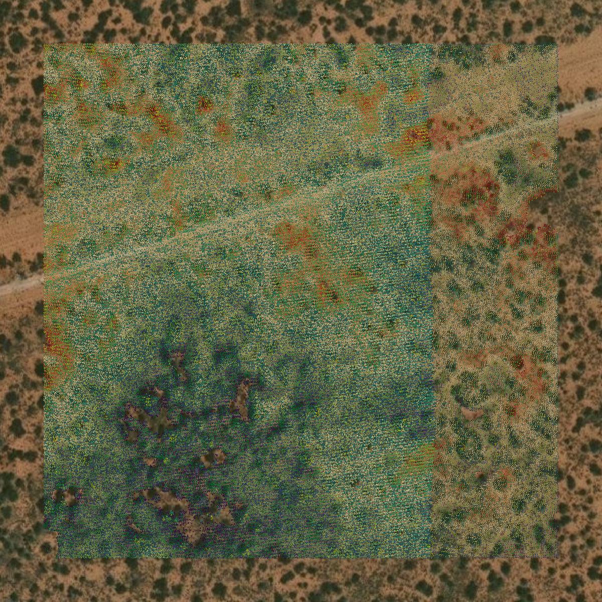 This image shows a LiDAR point cloud in Ward County created using GIS data in Equator.