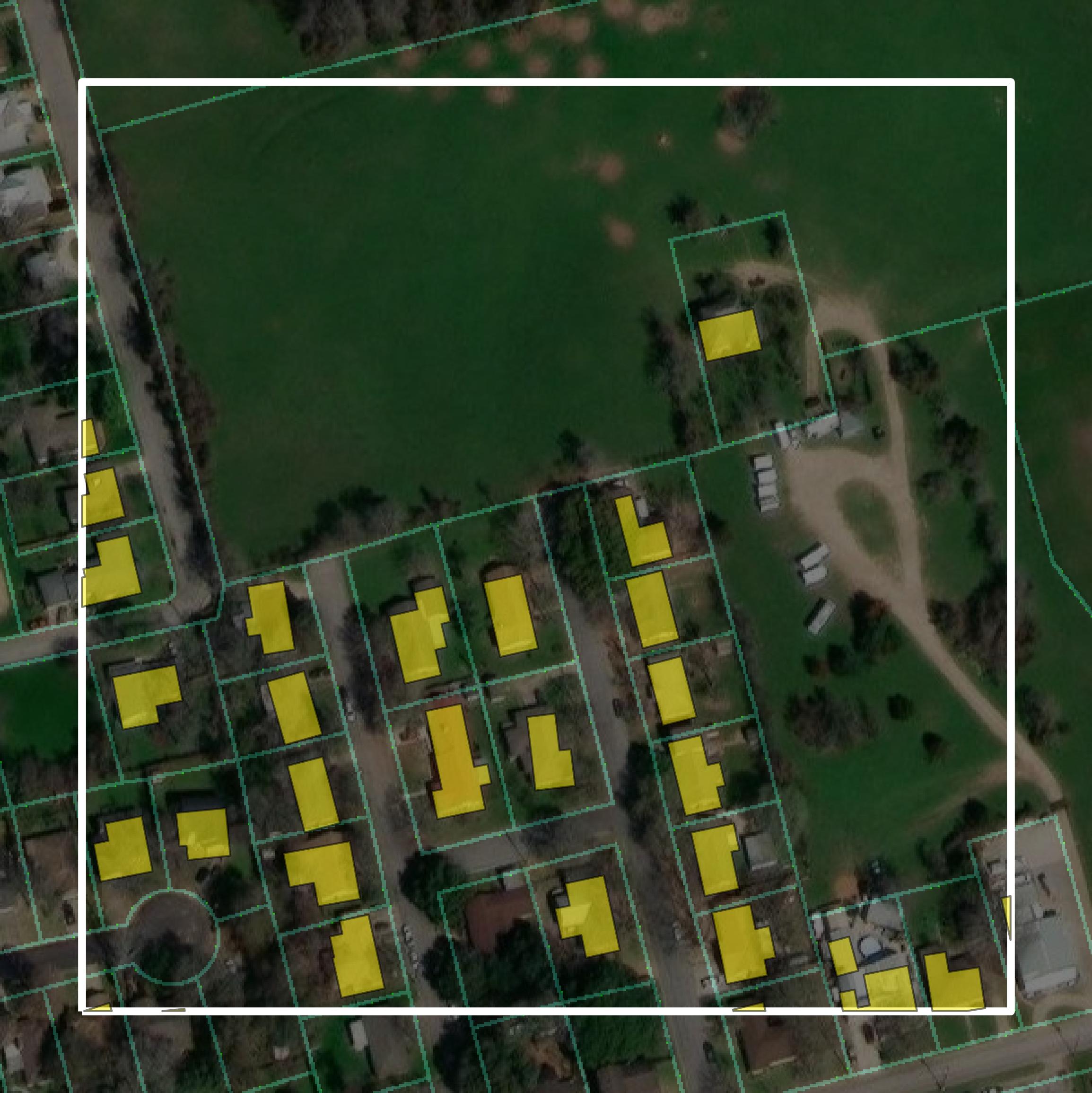 This image shows parcel and building data in Washington County created using GIS data in Equator.