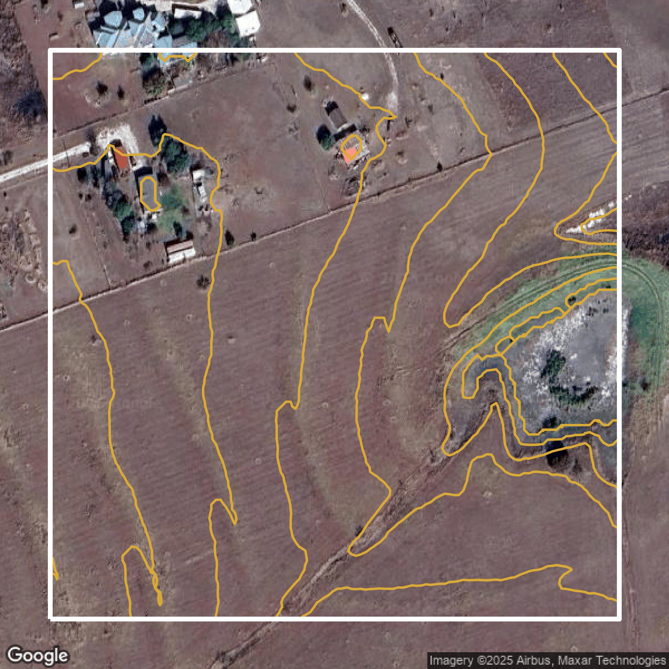This image shows a contour map in Williamson County created using GIS data in Equator.