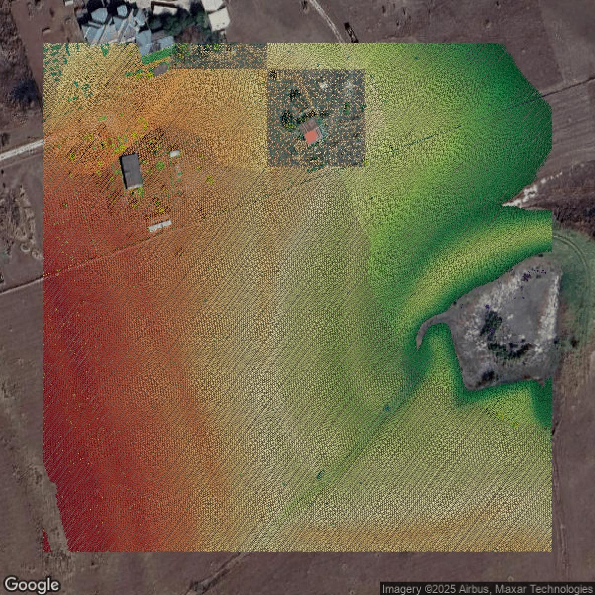 This image shows a LiDAR point cloud in Williamson County created using GIS data in Equator.