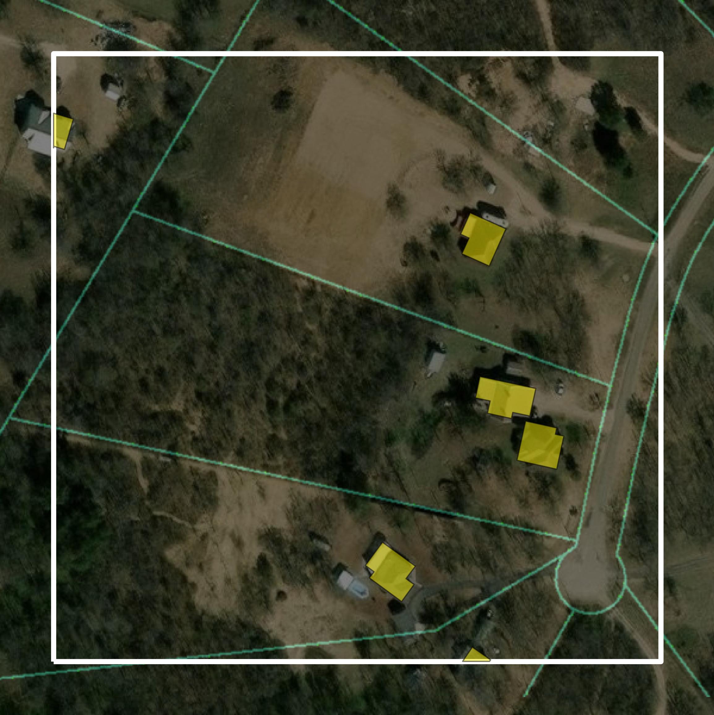 This image shows parcel and building data in Wilson County created using GIS data in Equator.