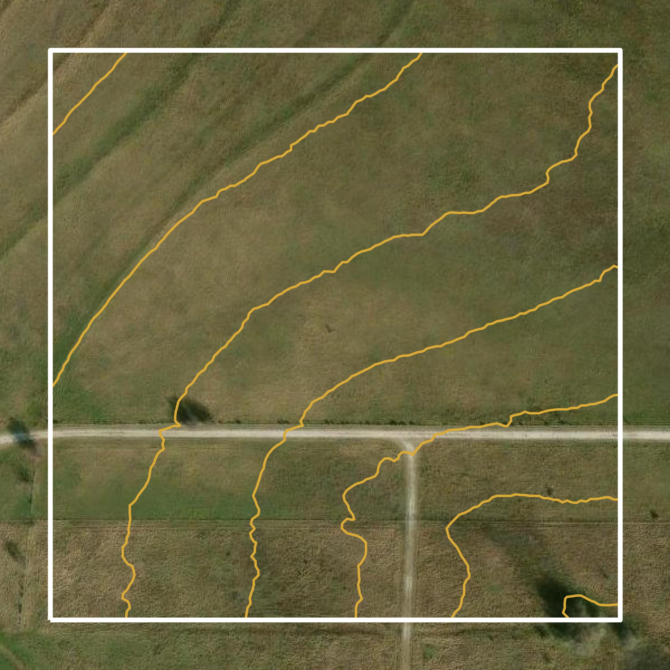 This image shows a contour map in Wise County created using GIS data in Equator.