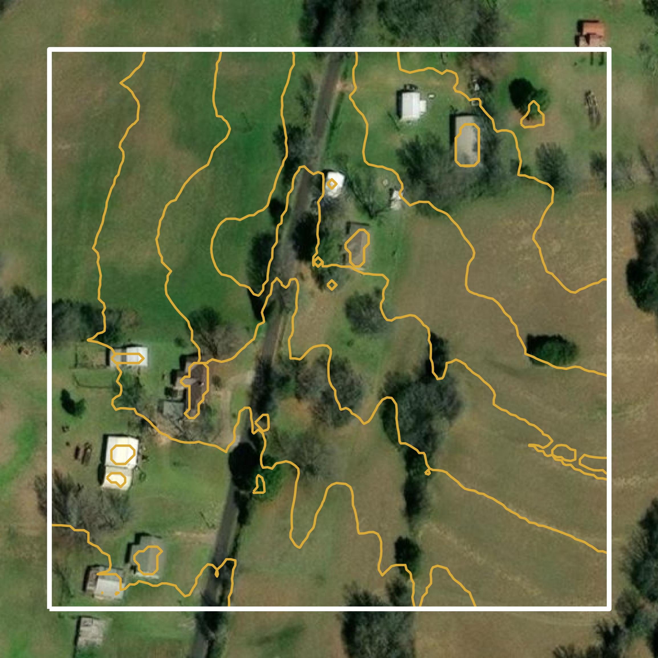 This image shows a contour map in Wood County created using GIS data in Equator.