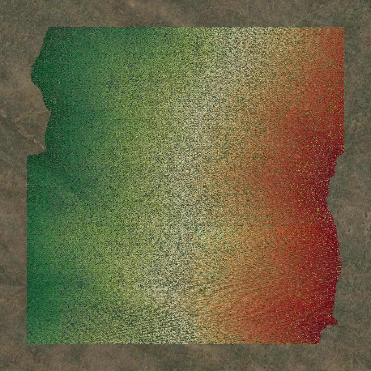 This image shows a LiDAR point cloud in Beaver County created using GIS data in Equator.