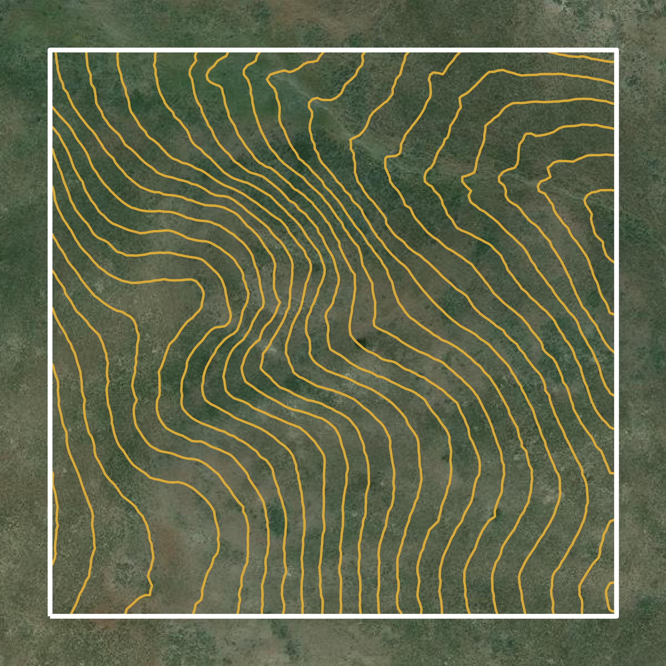 This image shows a contour map in Box Elder County created using GIS data in Equator.