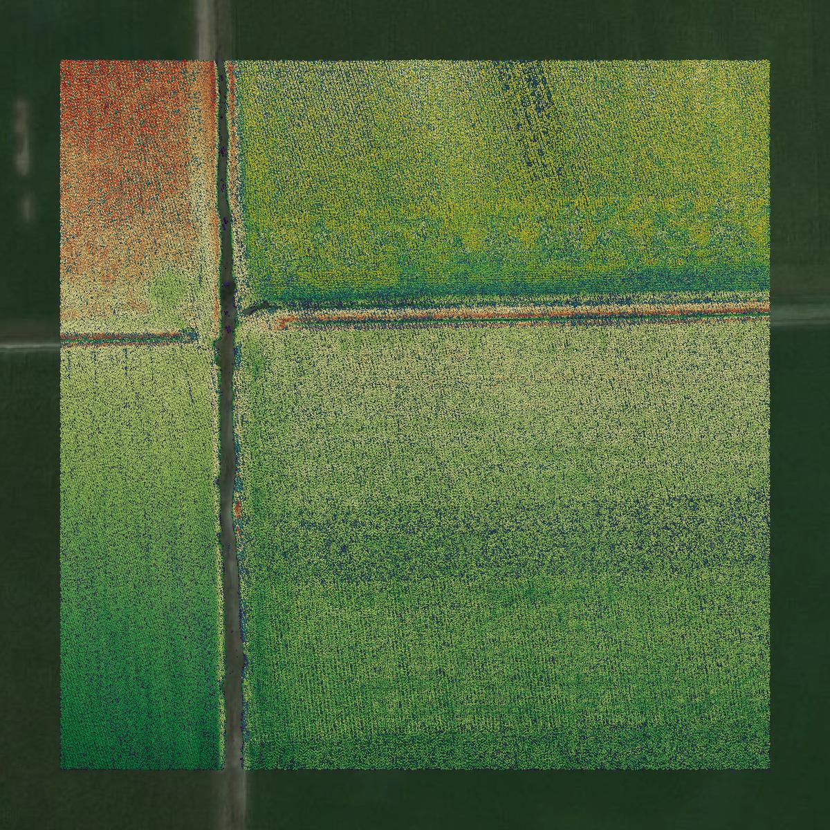 This image shows a LiDAR point cloud in Box Elder County created using GIS data in Equator.