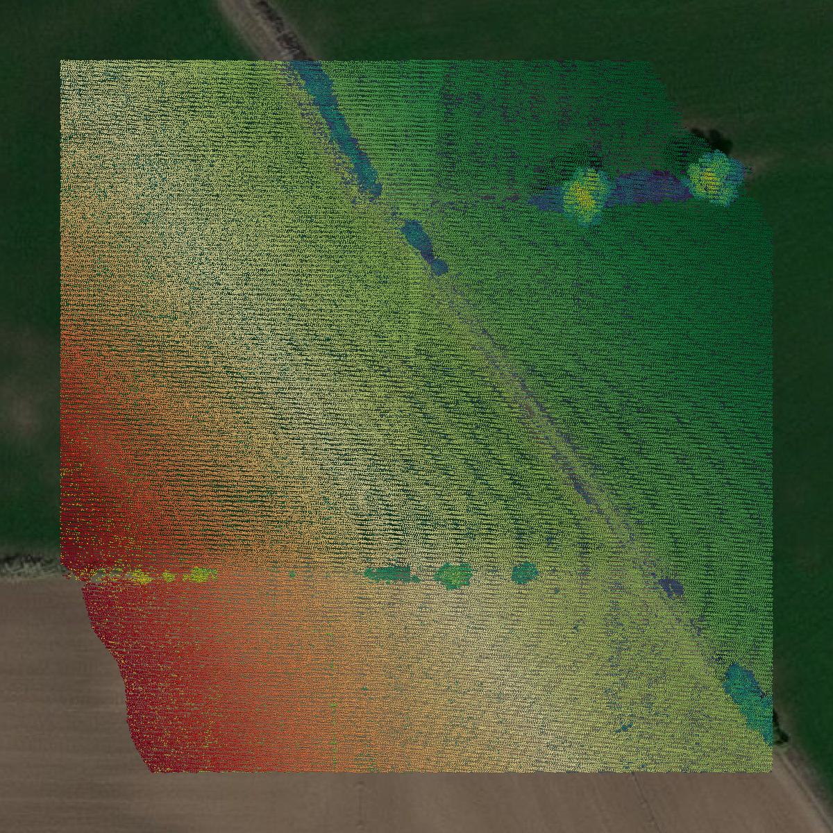 This image shows a LiDAR point cloud in Cache County created using GIS data in Equator.