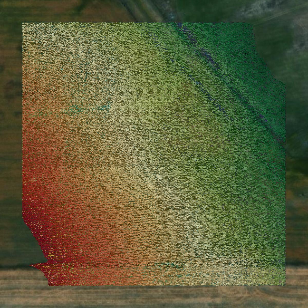 This image shows a LiDAR point cloud in Cache County created using GIS data in Equator.