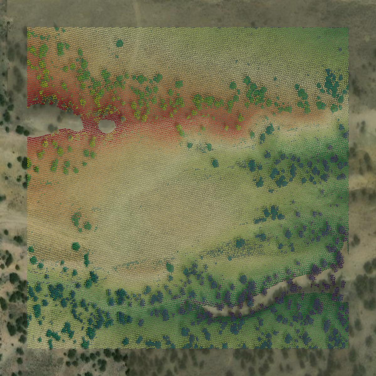 This image shows a LiDAR point cloud in Duchesne County created using GIS data in Equator.