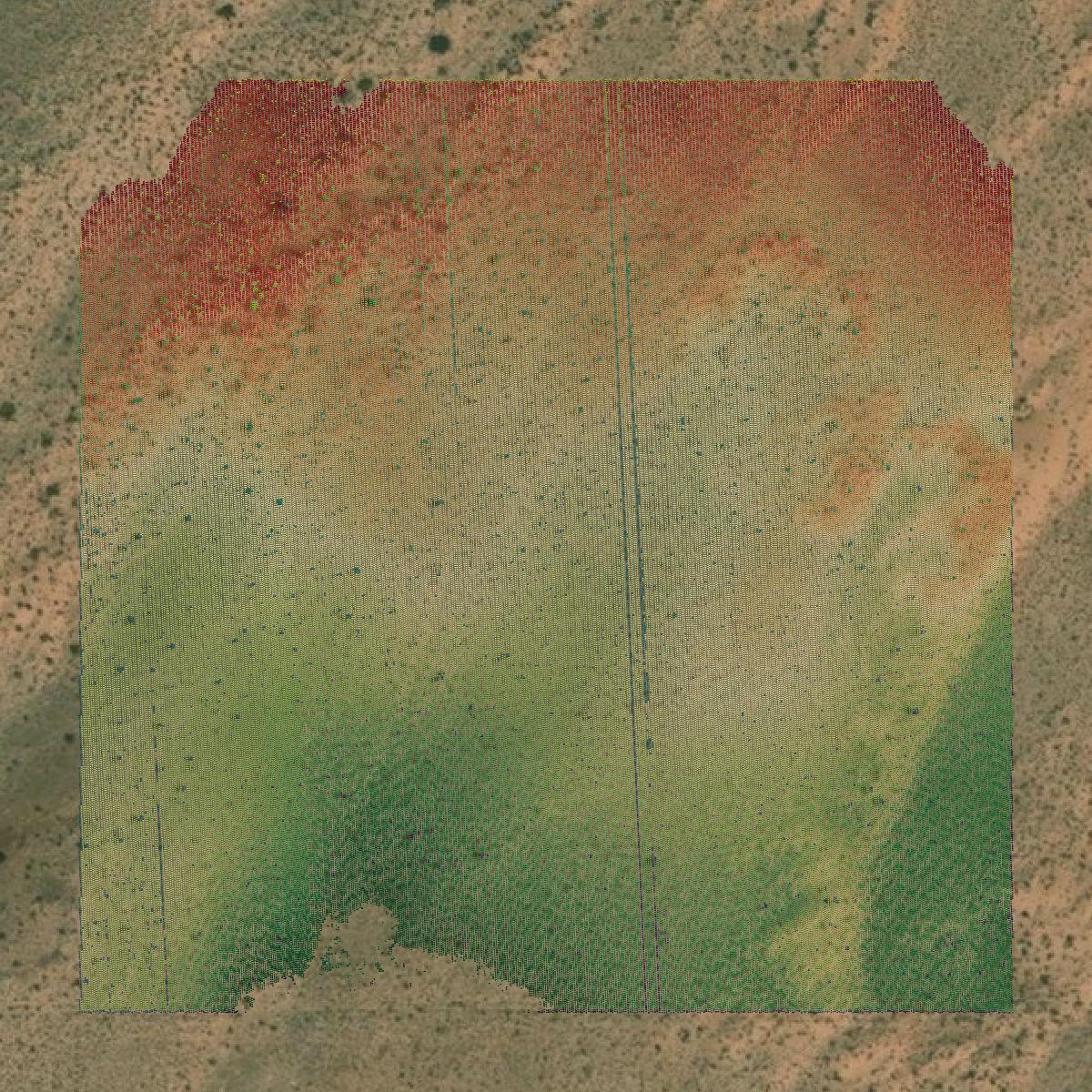 This image shows a LiDAR point cloud in Emery County created using GIS data in Equator.