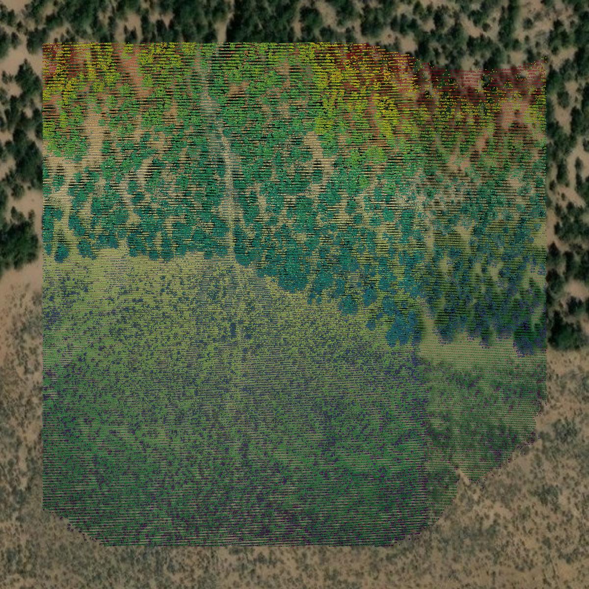 This image shows a LiDAR point cloud in Garfield County created using GIS data in Equator.