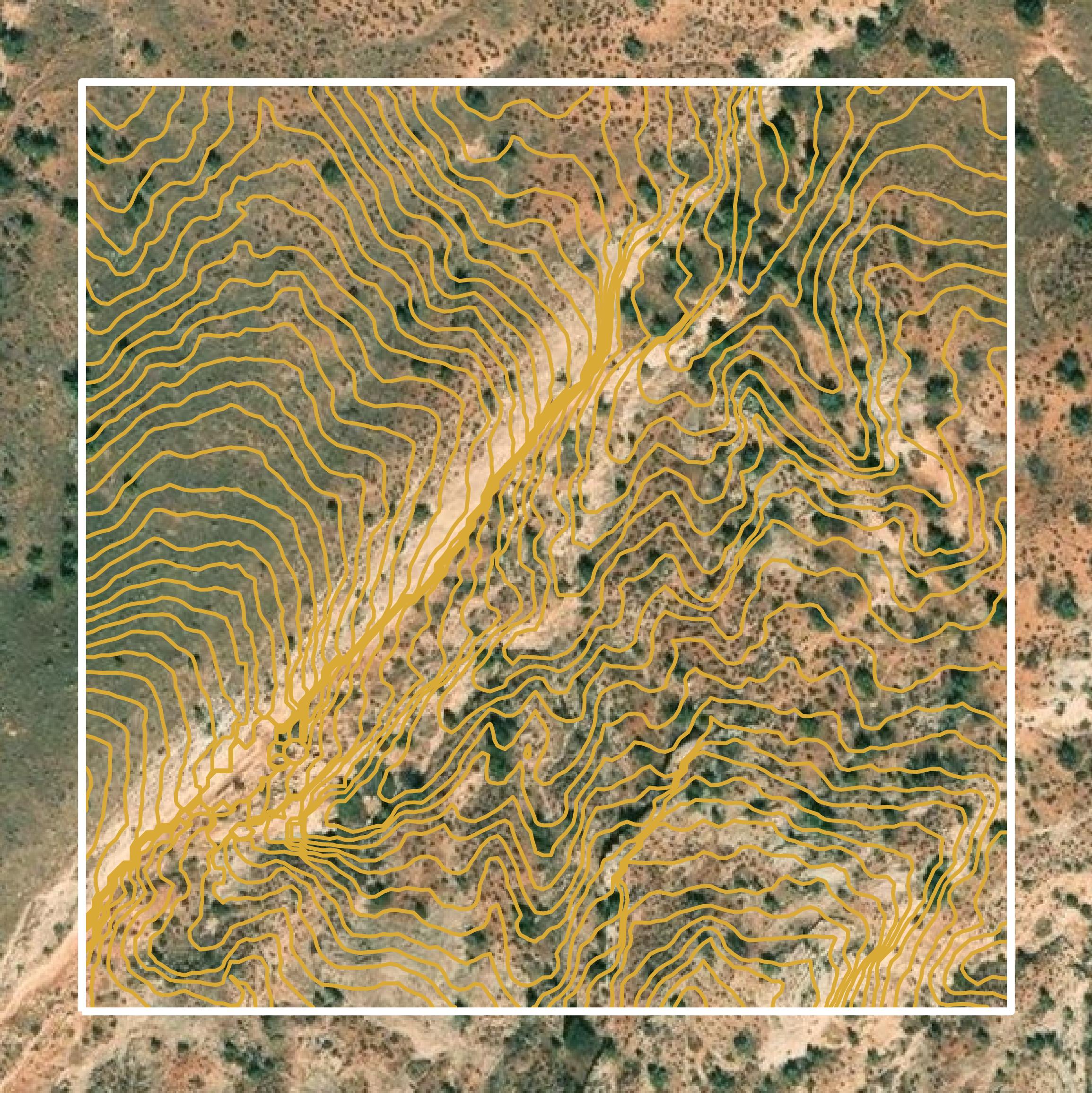 This image shows a contour map in Grand County created using GIS data in Equator.