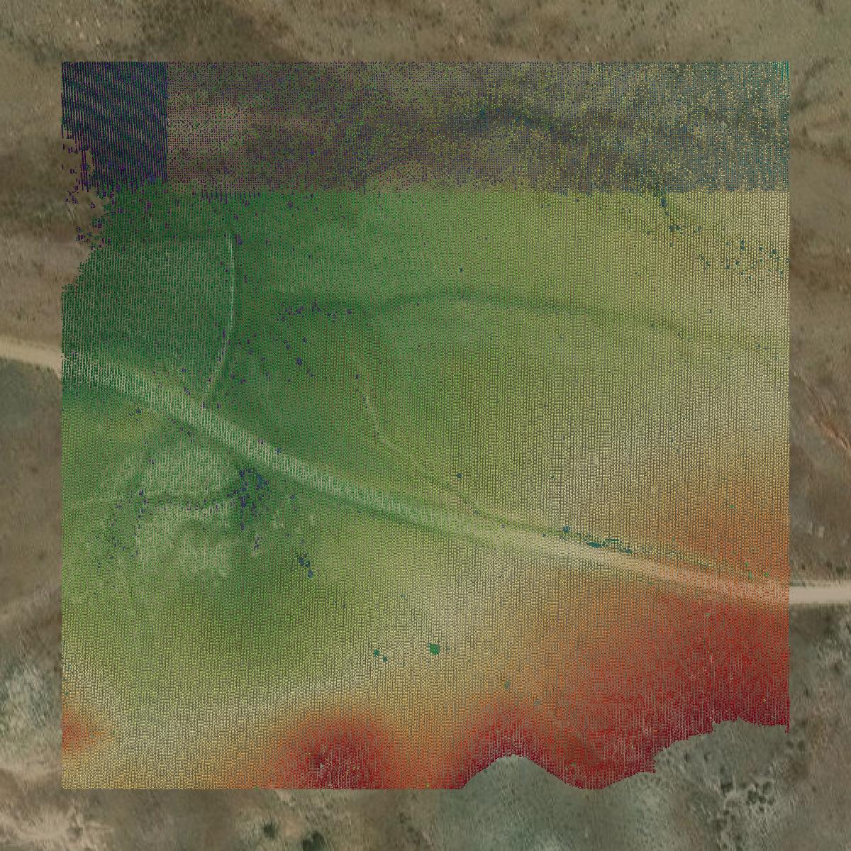 This image shows a LiDAR point cloud in Grand County created using GIS data in Equator.