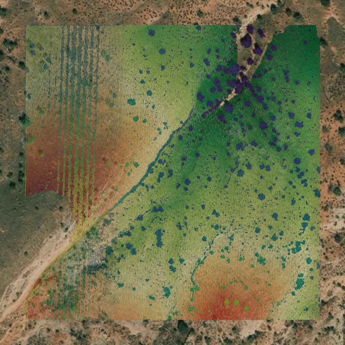 This image shows a LiDAR point cloud in Grand County created using GIS data in Equator.