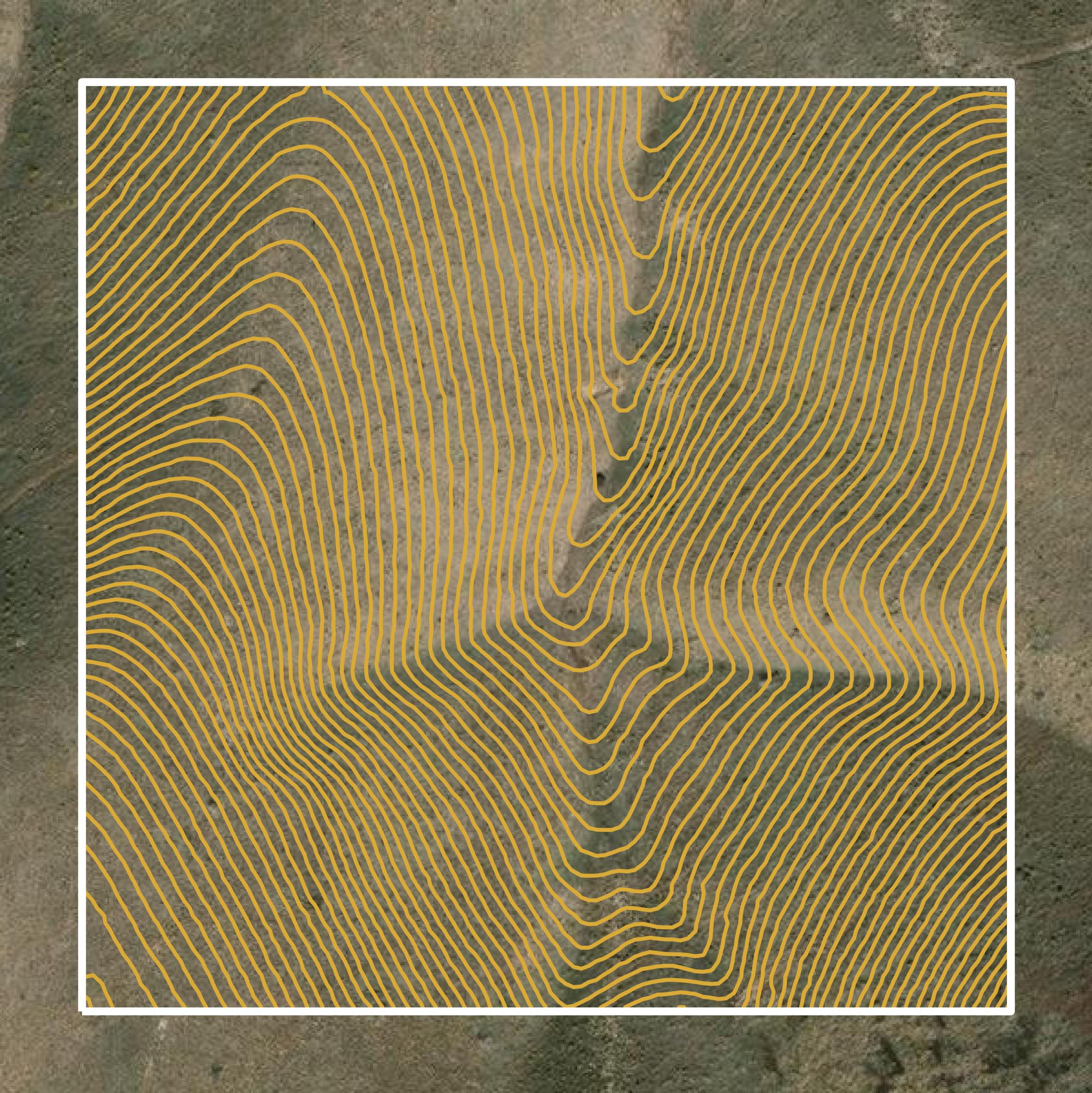 This image shows a contour map in Iron County created using GIS data in Equator.