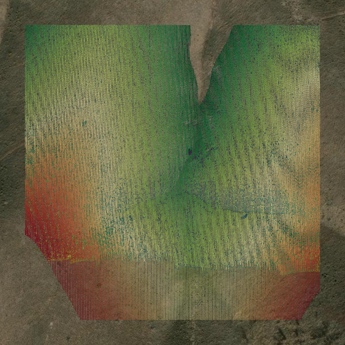 This image shows a LiDAR point cloud in Iron County created using GIS data in Equator.