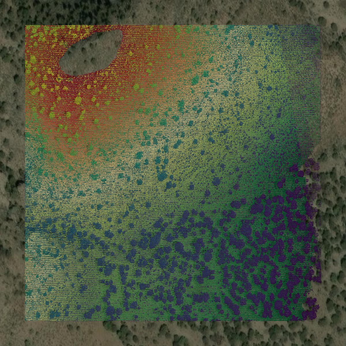 This image shows a LiDAR point cloud in Piute County created using GIS data in Equator.