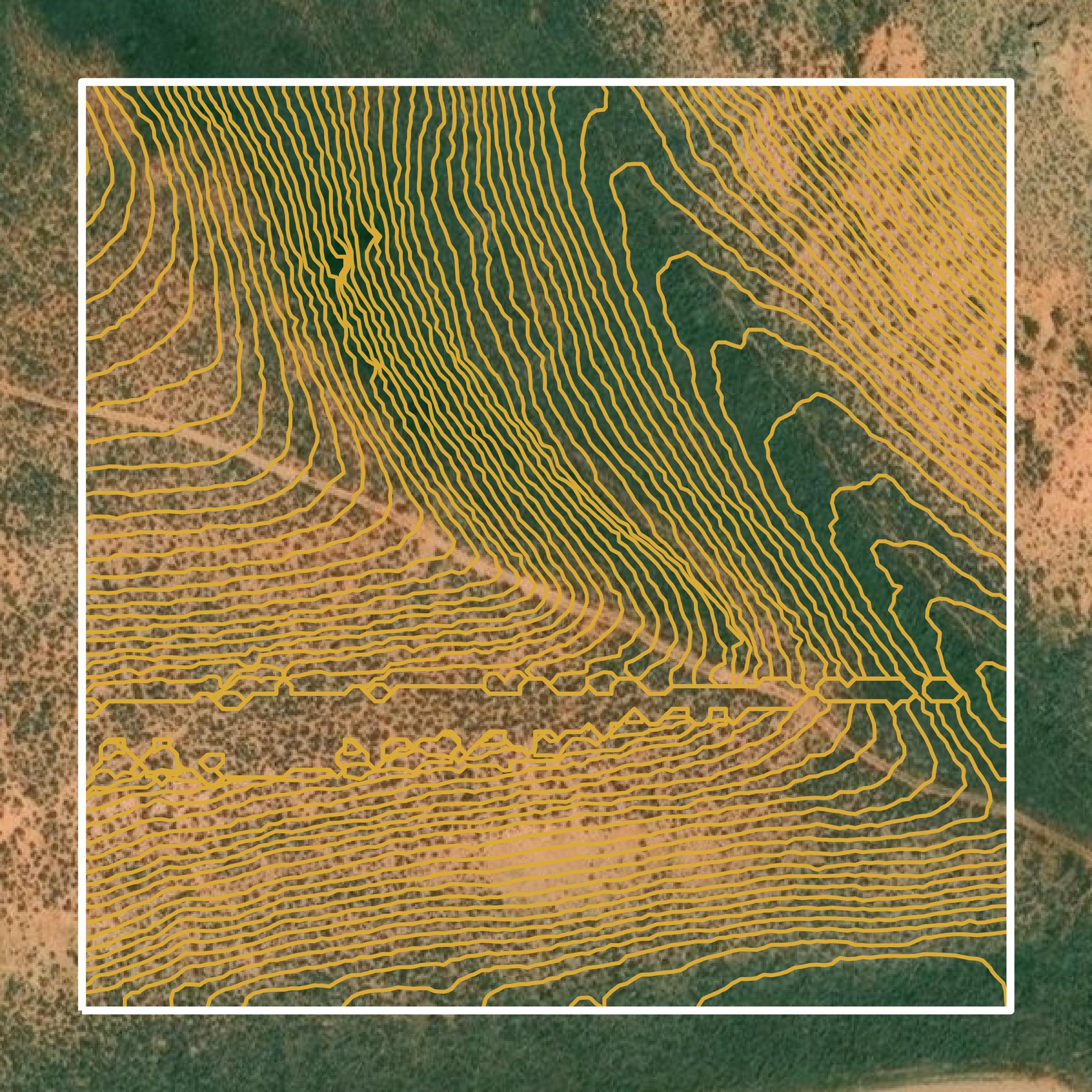 This image shows a contour map in Rich County created using GIS data in Equator.