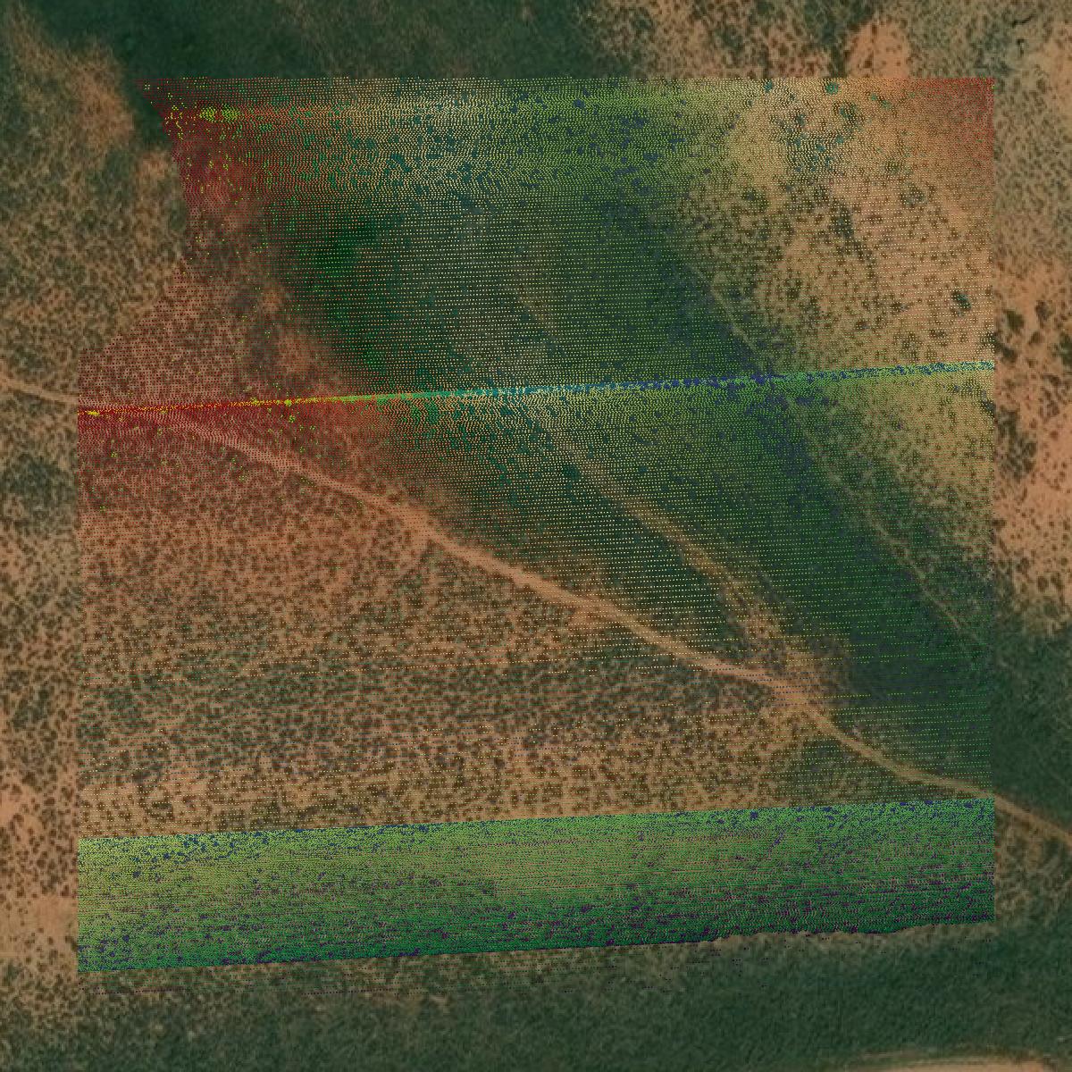 This image shows a LiDAR point cloud in Rich County created using GIS data in Equator.