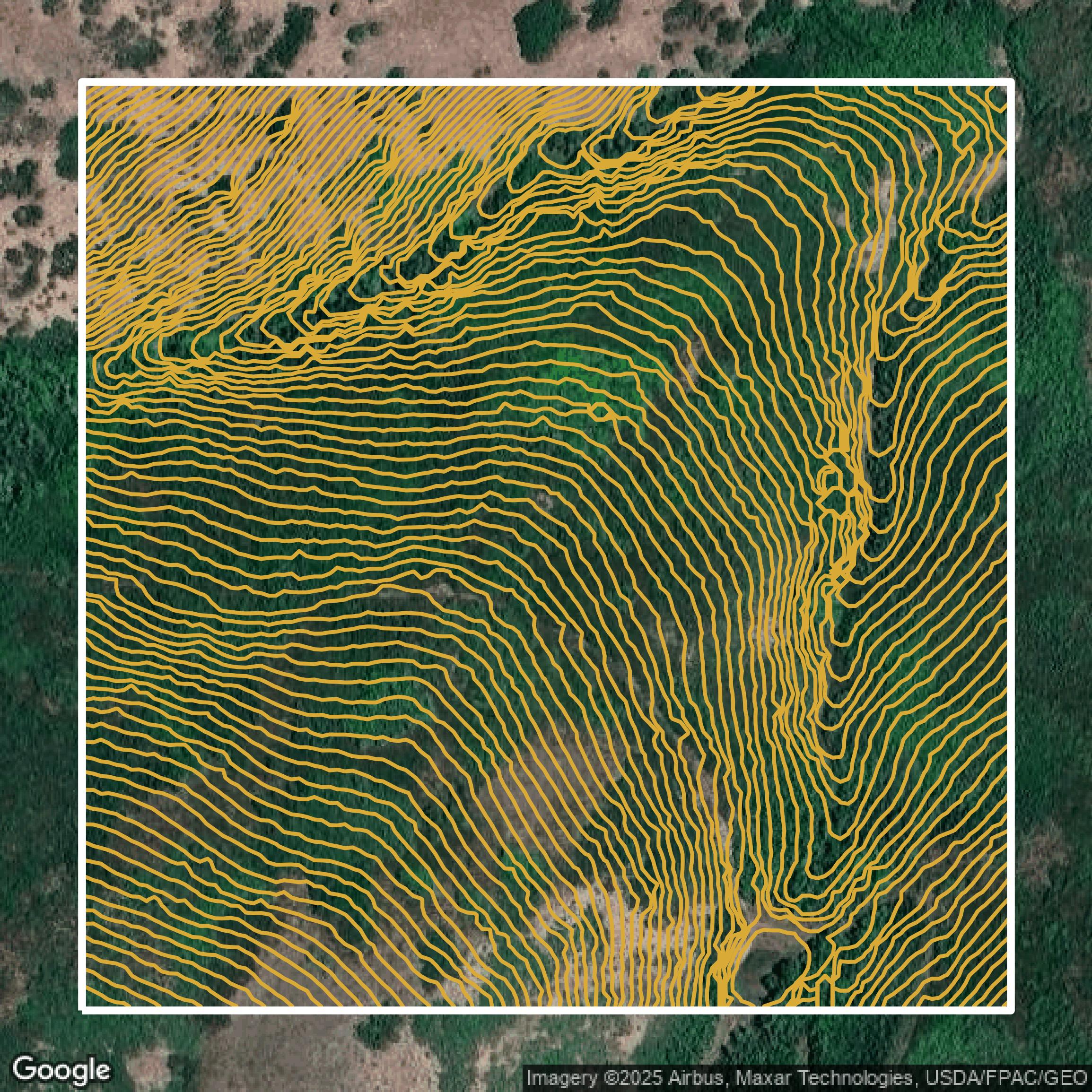 This image shows a contour map in Salt Lake County created using GIS data in Equator.