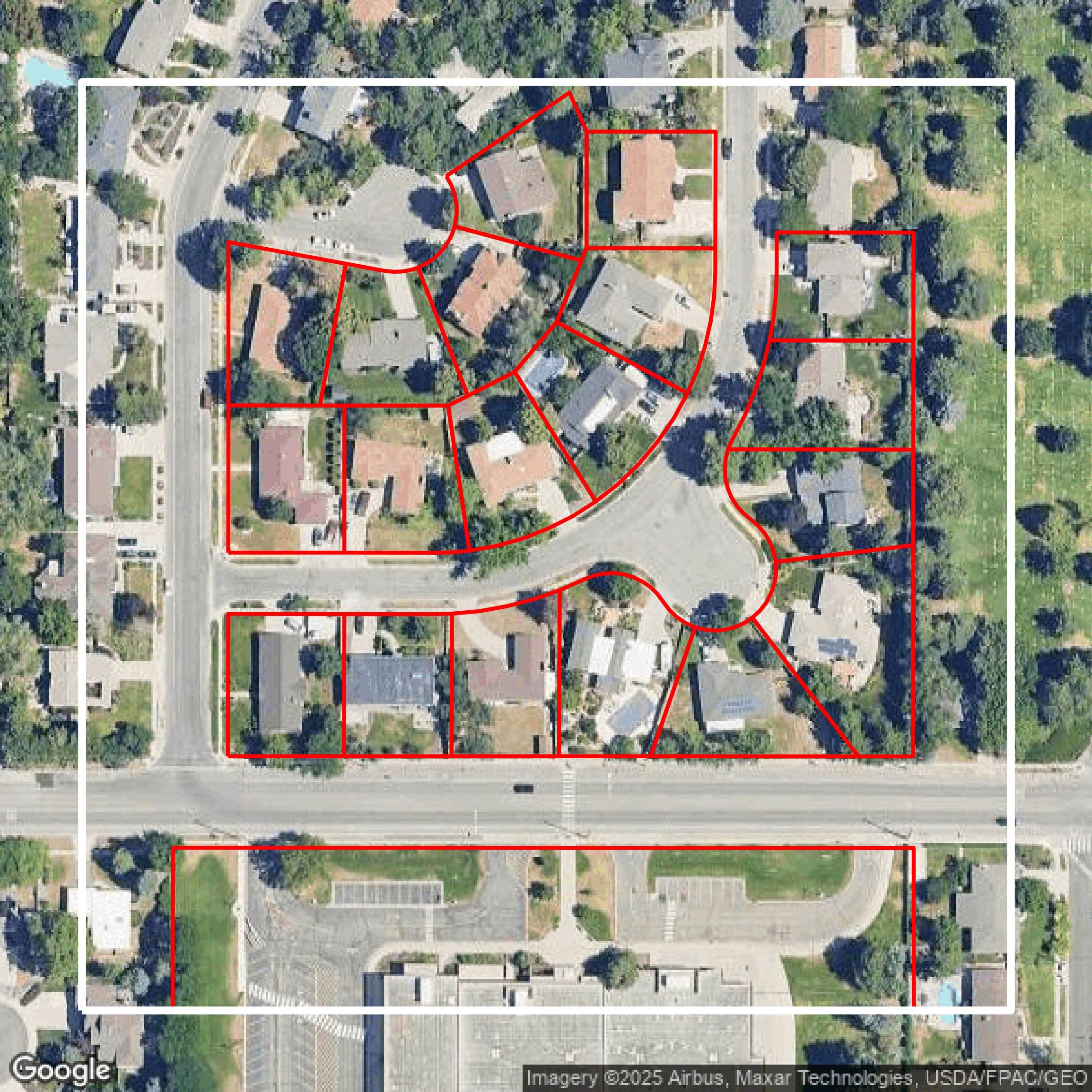 This image shows parcel data in Salt Lake County created using GIS data in Equator.