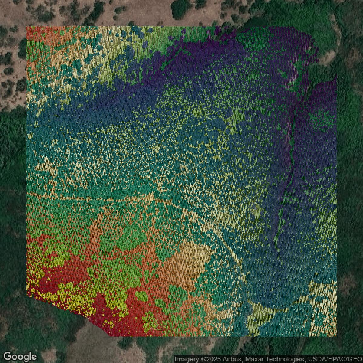 This image shows a LiDAR point cloud in Salt Lake County created using GIS data in Equator.