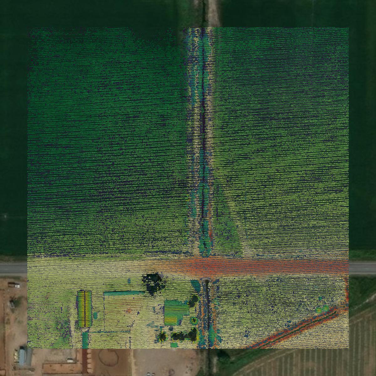 This image shows a LiDAR point cloud in Sevier County created using GIS data in Equator.