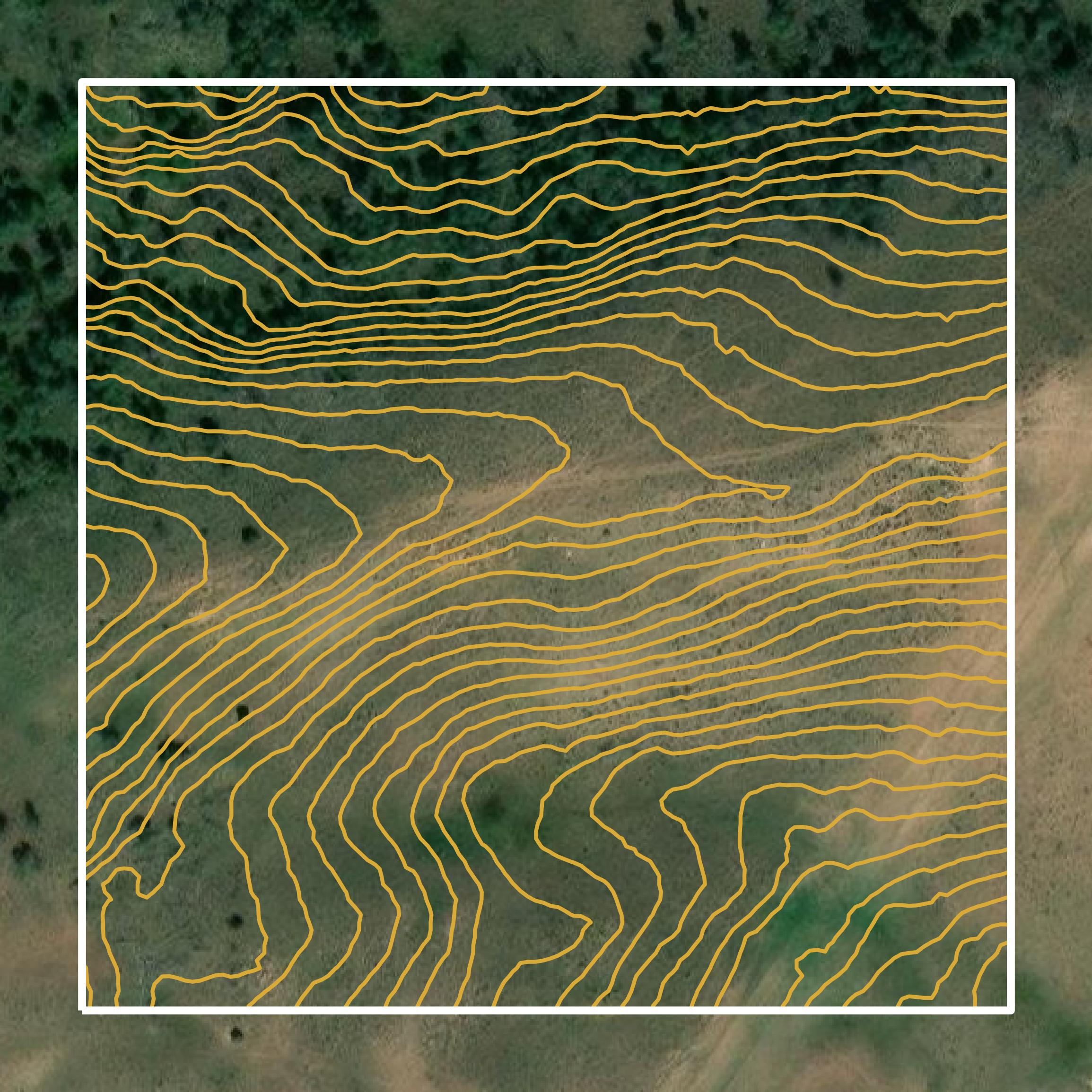 This image shows a contour map in Summit County created using GIS data in Equator.