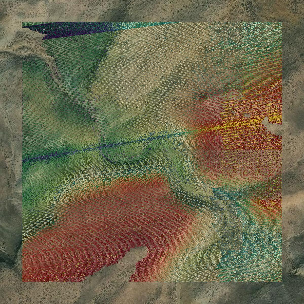This image shows a LiDAR point cloud in Uintah County created using GIS data in Equator.