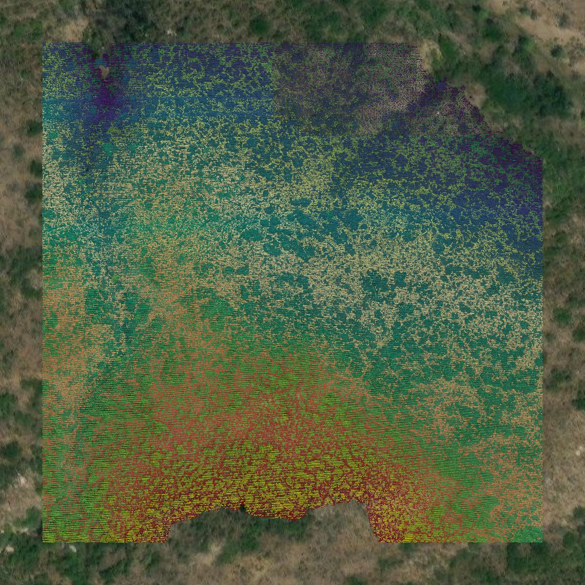 This image shows a LiDAR point cloud in Uintah County created using GIS data in Equator.