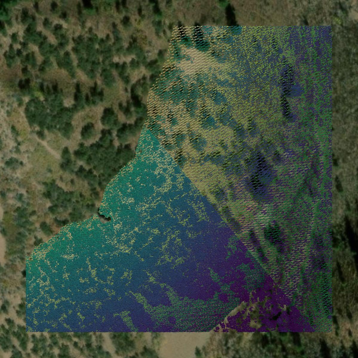 This image shows a LiDAR point cloud in Wasatch County created using GIS data in Equator.
