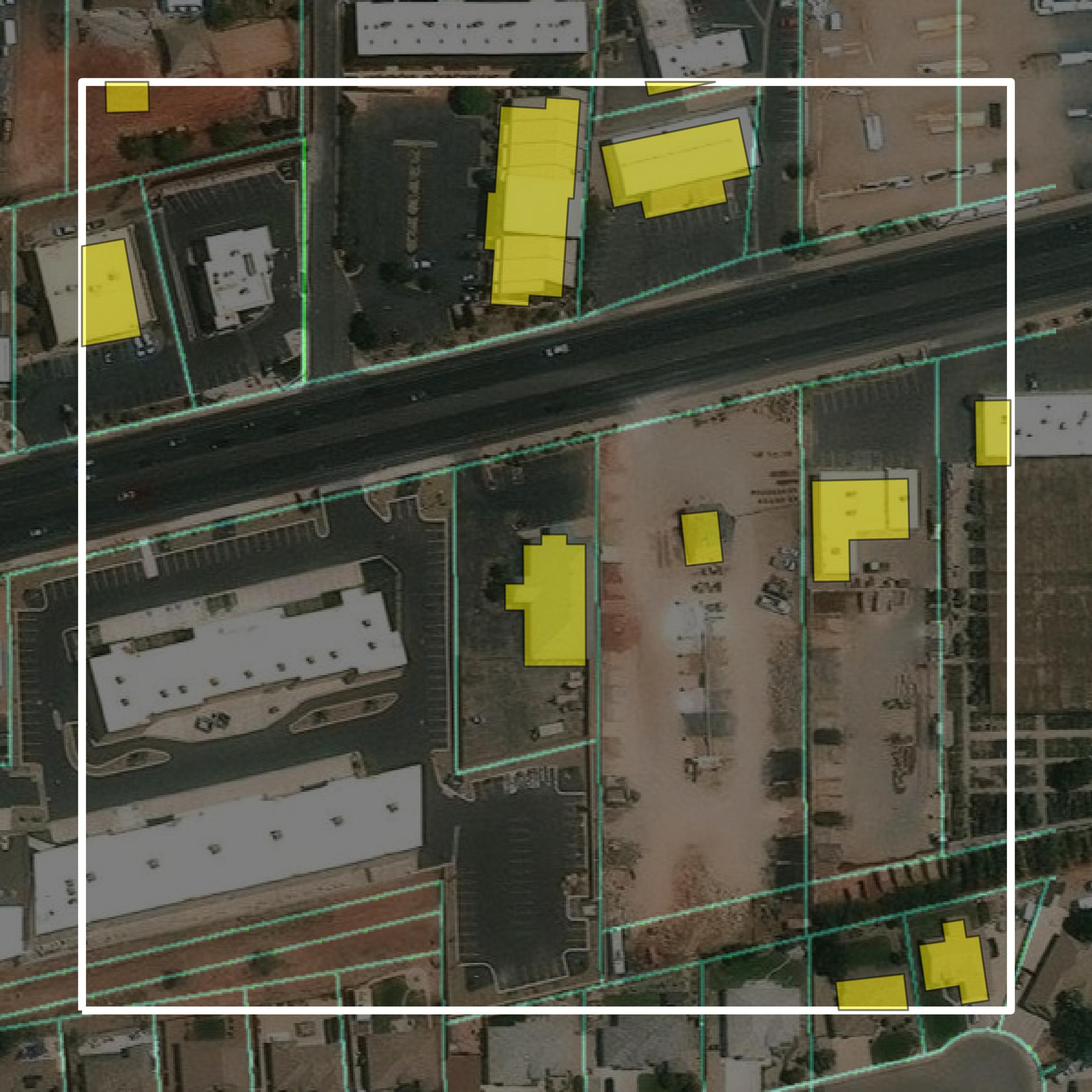 This image shows parcel and building data in Washington County created using GIS data in Equator.