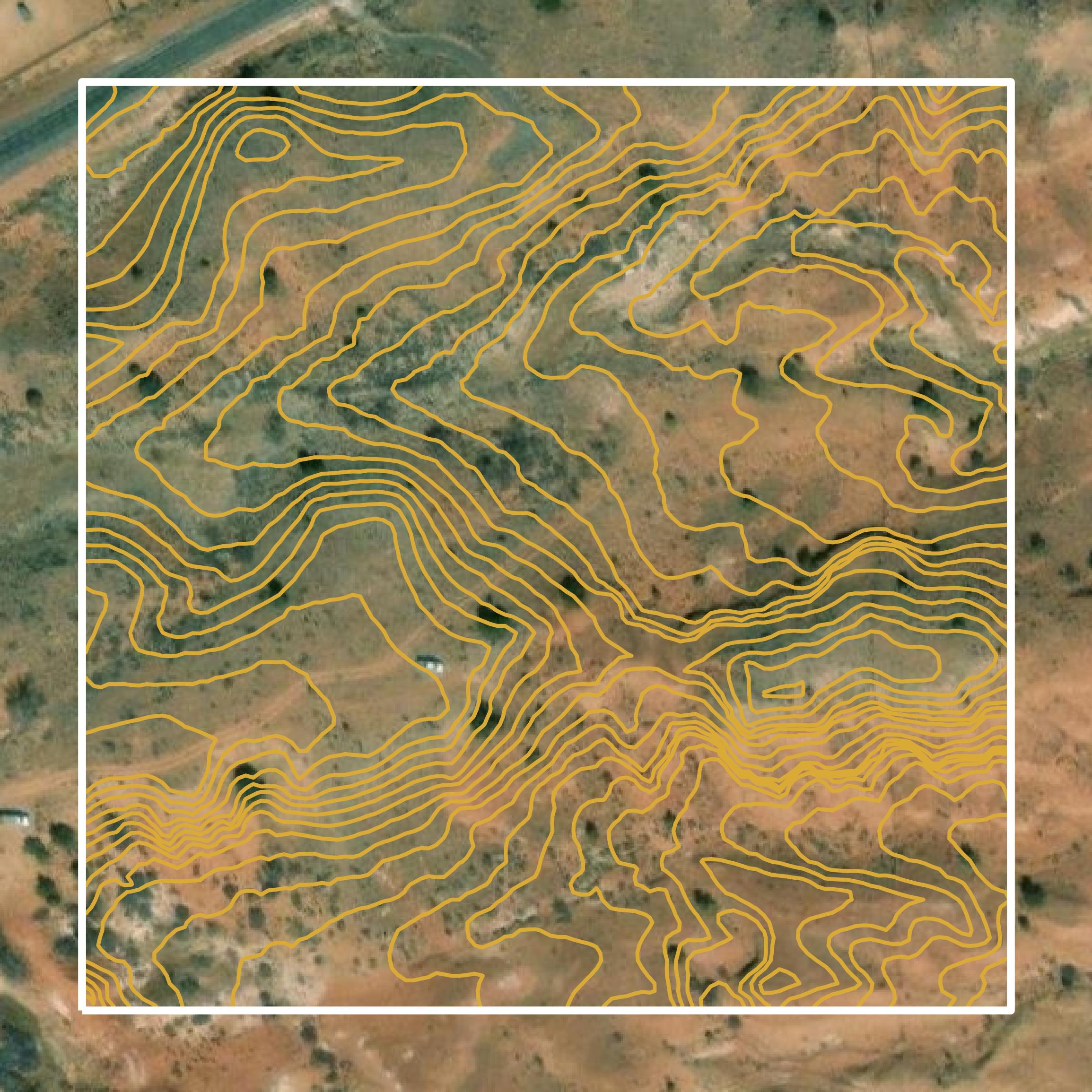 This image shows a contour map in Wayne County created using GIS data in Equator.