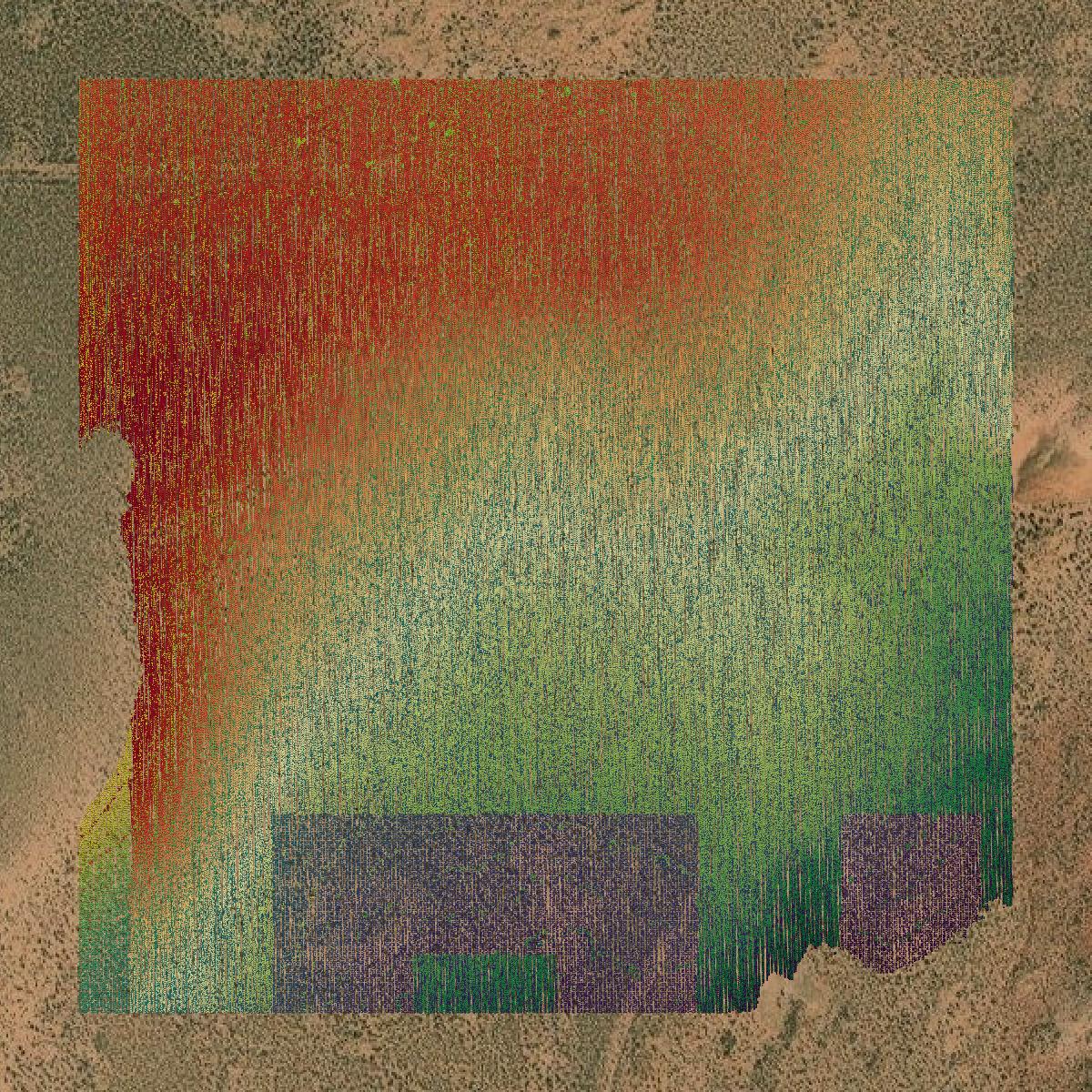 This image shows a LiDAR point cloud in Wayne County created using GIS data in Equator.