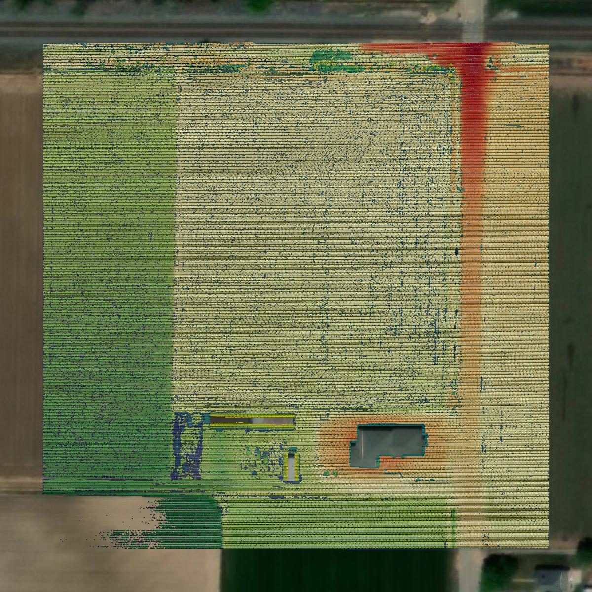 This image shows a LiDAR point cloud in Weber County created using GIS data in Equator.