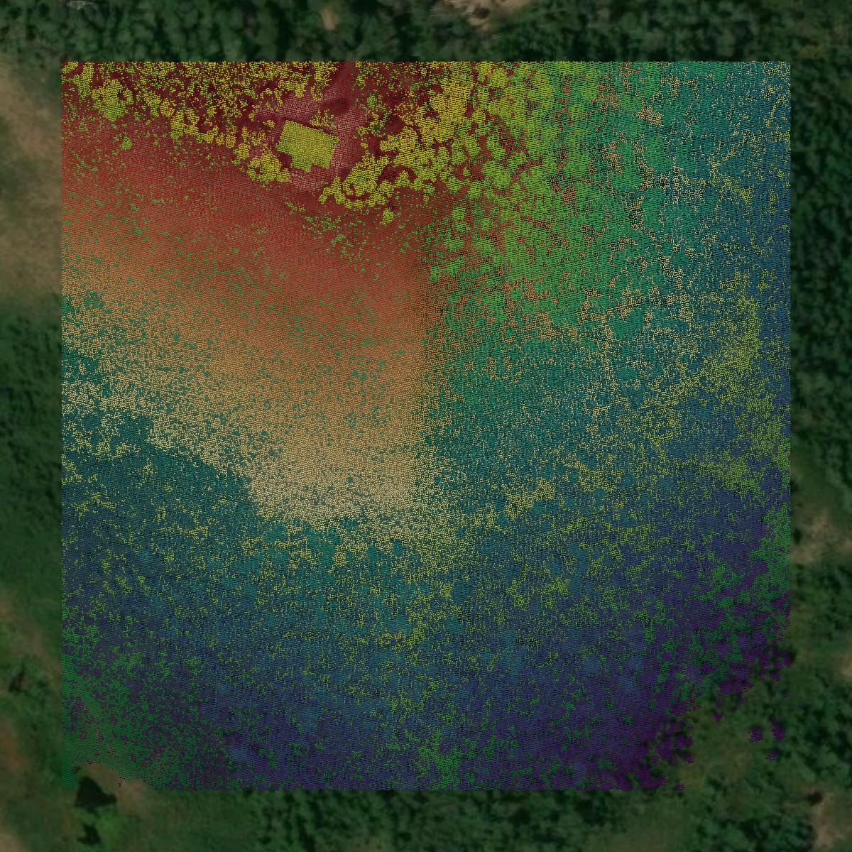 This image shows a LiDAR point cloud in Weber County created using GIS data in Equator.